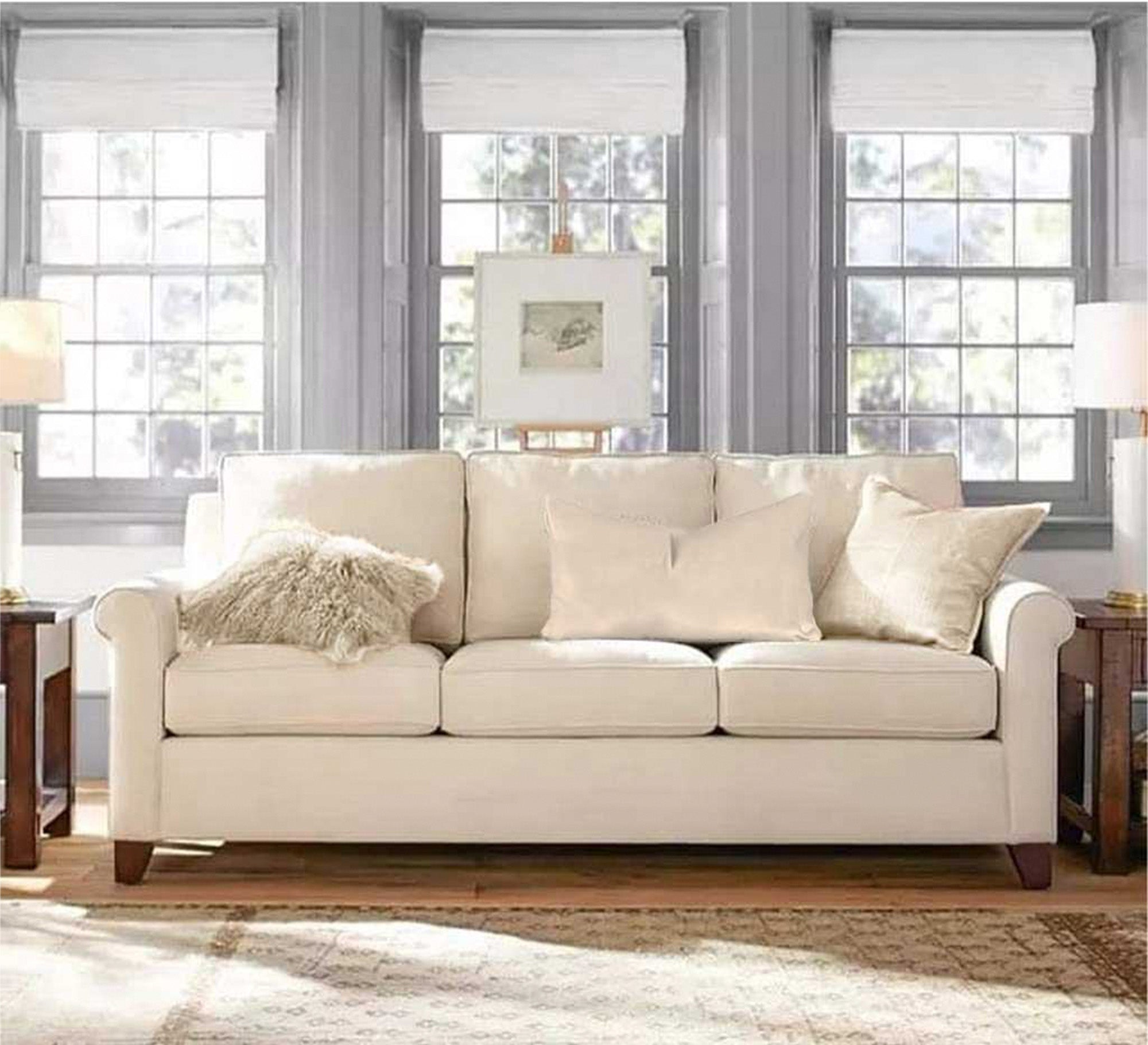 Triple sofa in beige color - Vitrine Furniture - Sofas