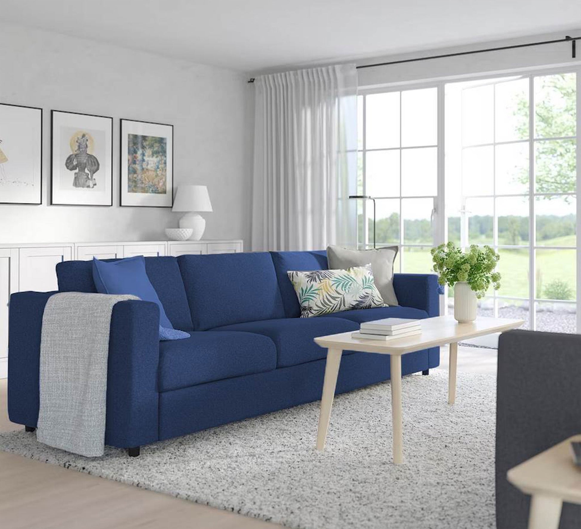 Triple sofa in blue - Vitrine Furniture - Sofas