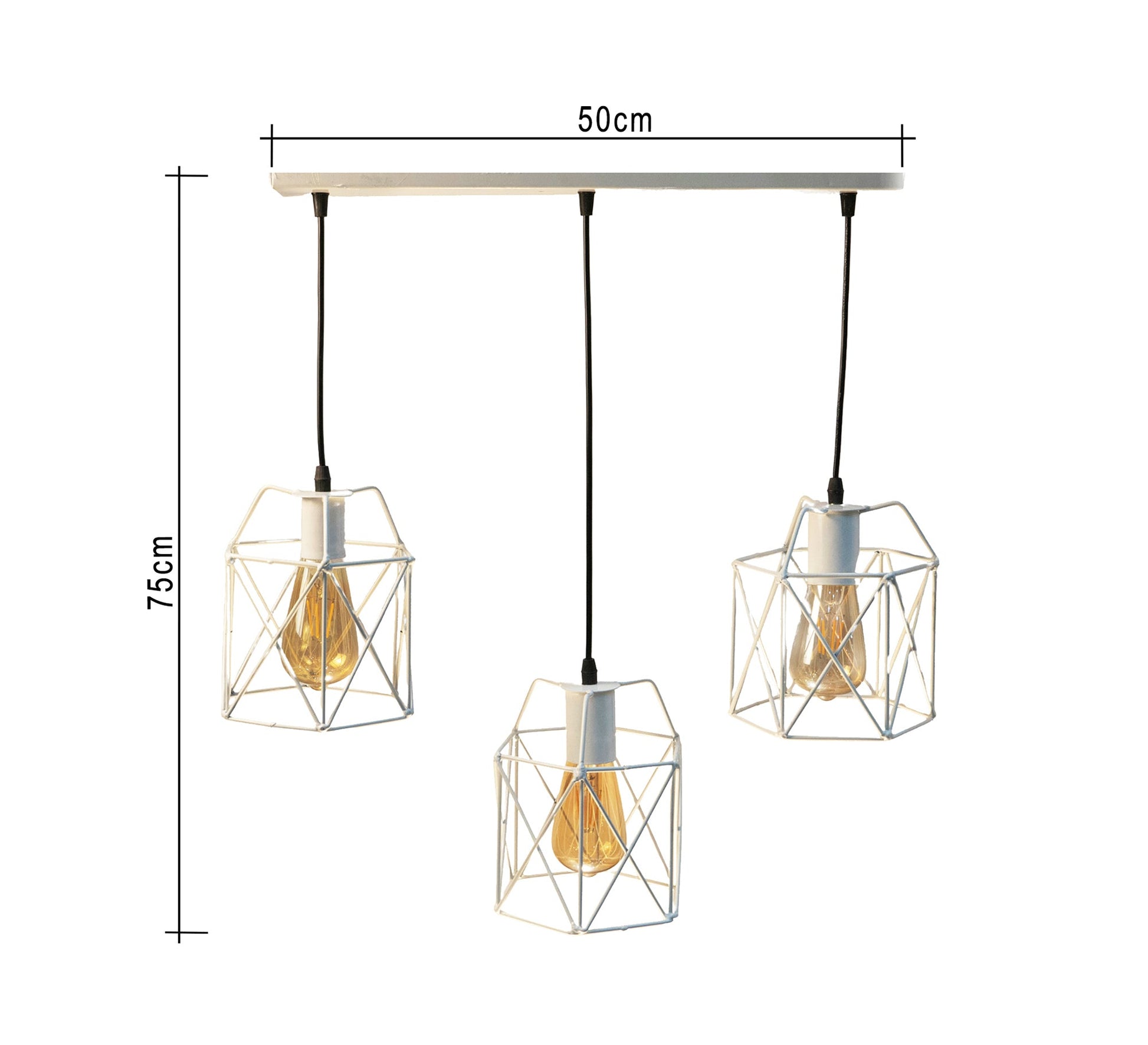 Triple Track Ceiling Pendant Chandelier in White Metal with Different Shapes - Vitrine Furniture - Lighting