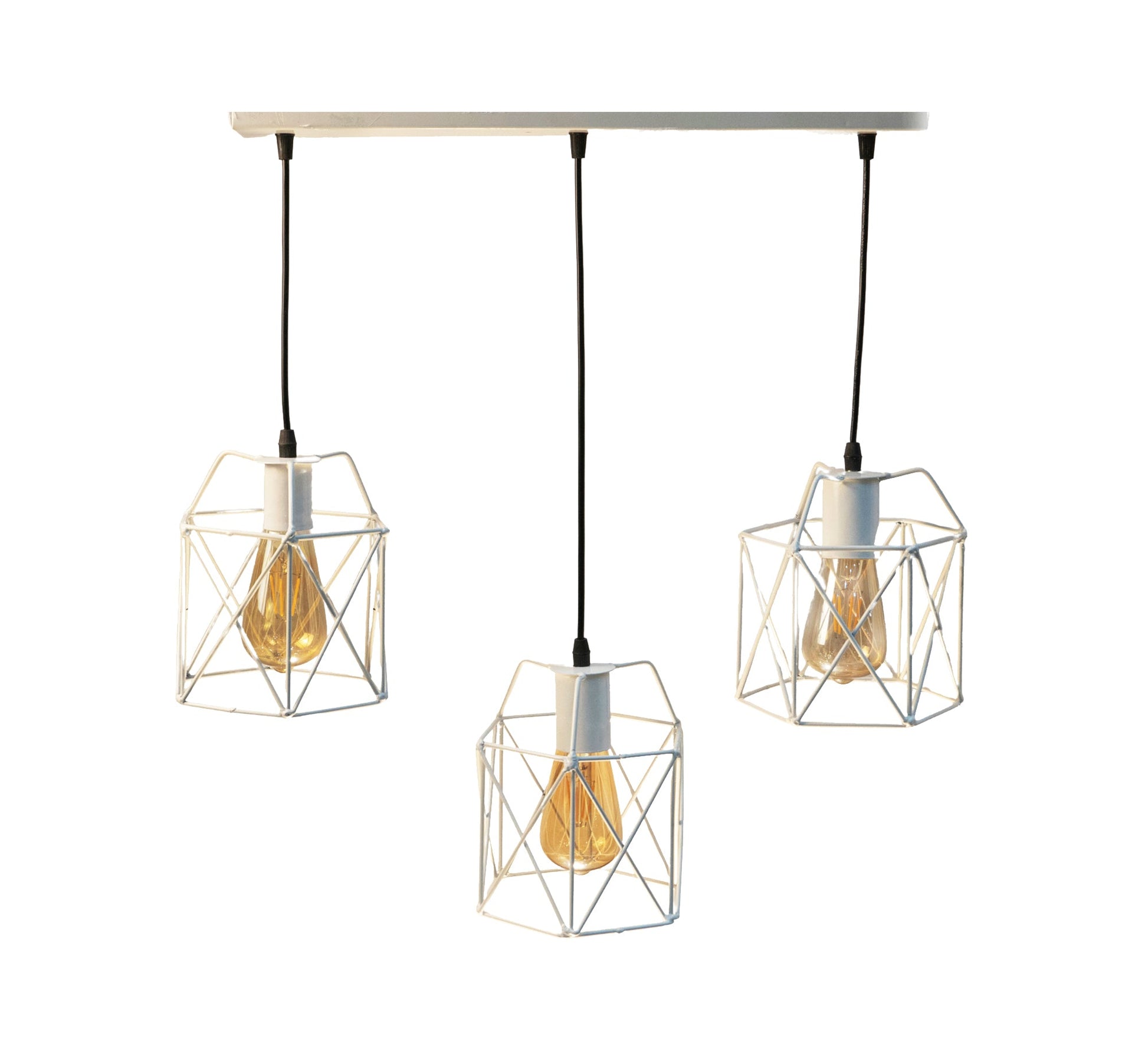 Triple Track Ceiling Pendant Chandelier in White Metal with Different Shapes - Vitrine Furniture - Lighting