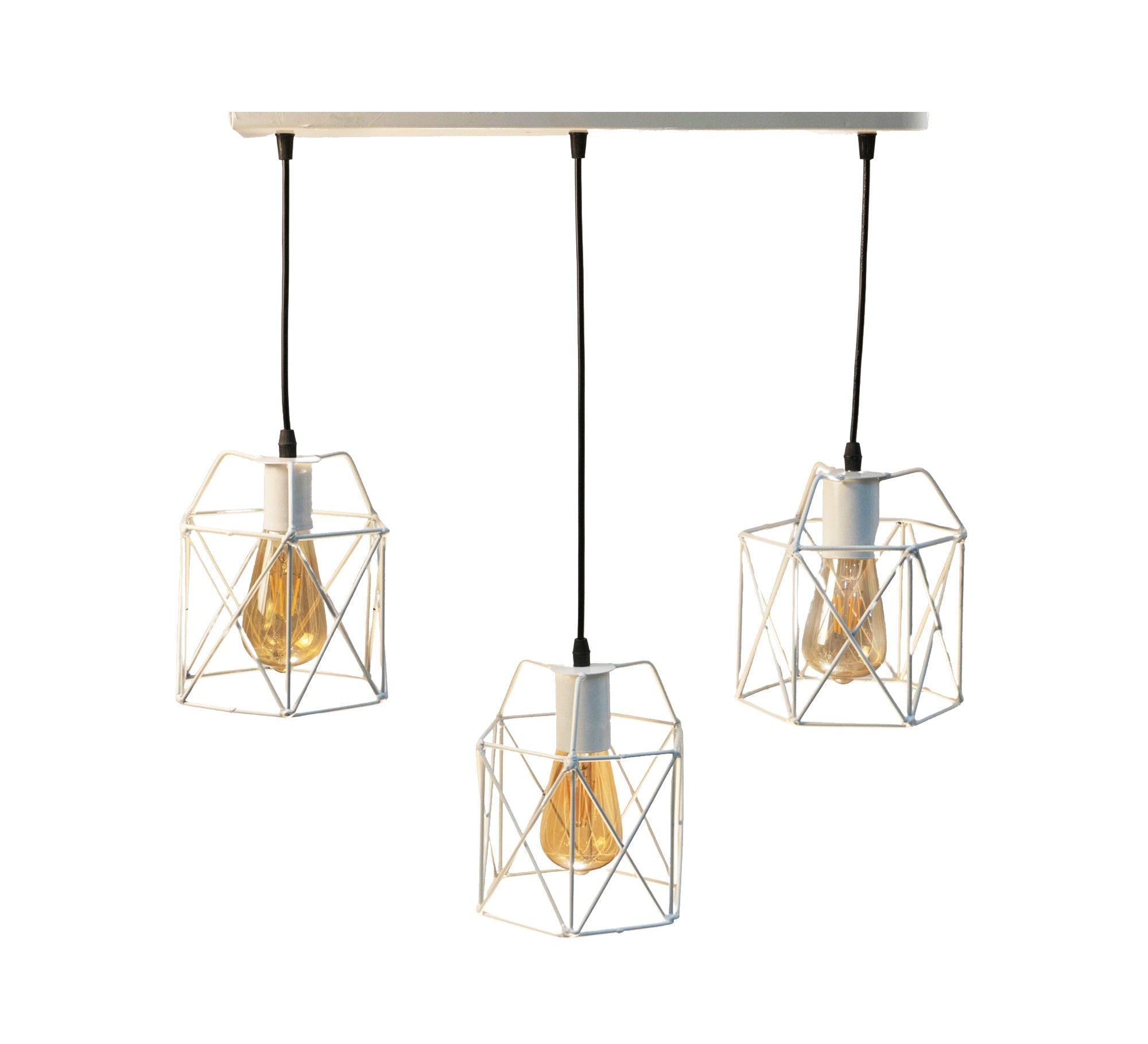 Triple Track Ceiling Pendant Chandelier in White Metal with Different Shapes - Vitrine Furniture - Lighting