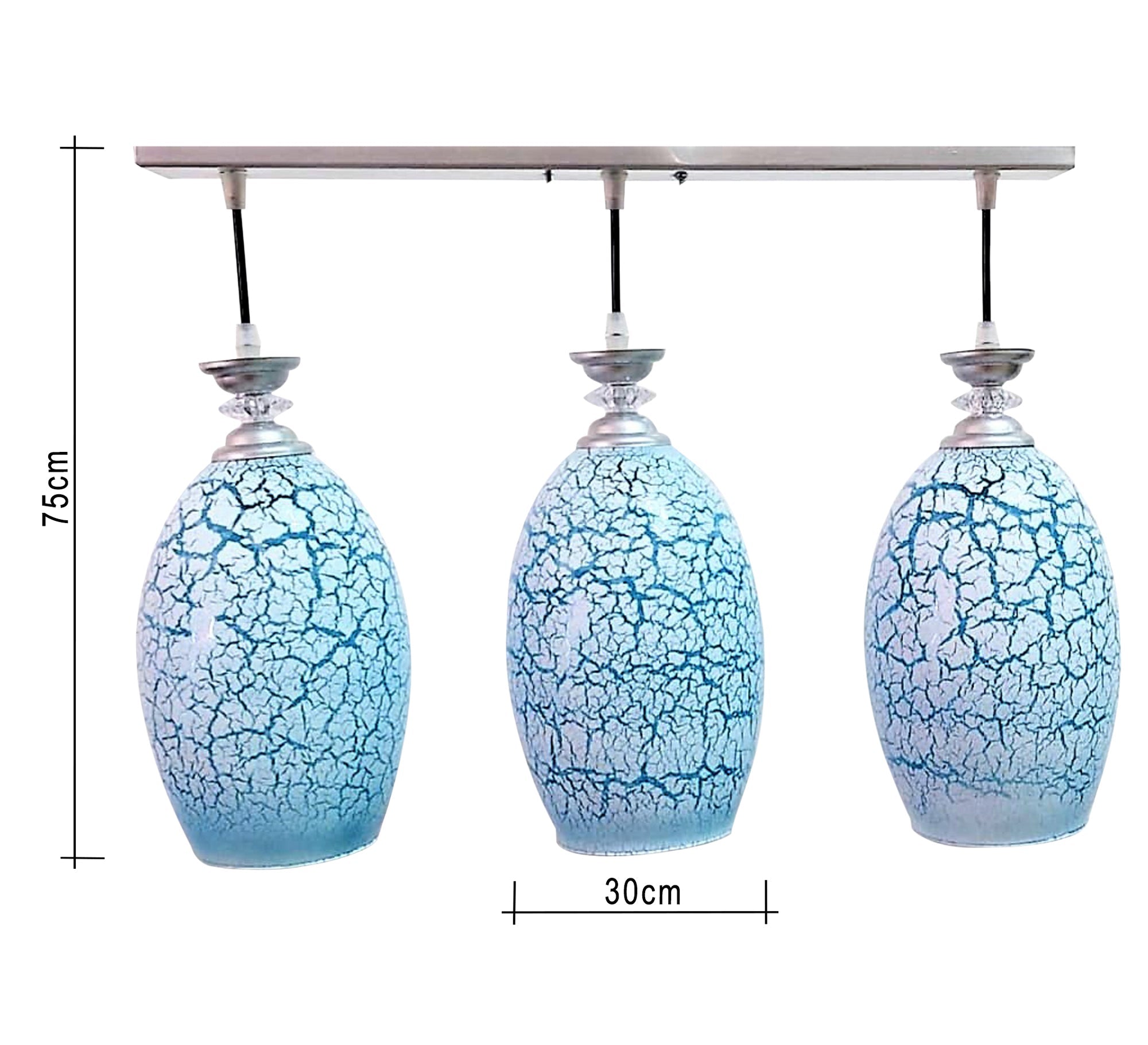 Triple Track Pendant Chandelier with Glass Pendants - Vitrine Furniture - Lighting