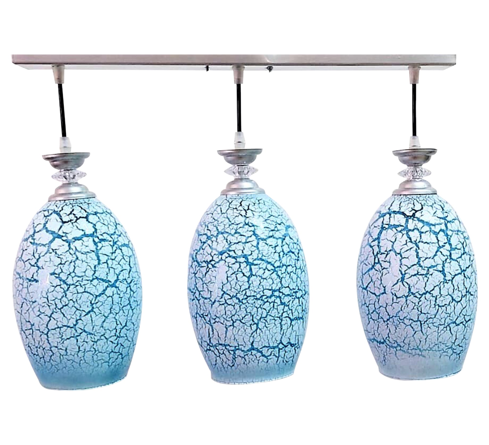 Triple Track Pendant Chandelier with Glass Pendants - Vitrine Furniture - Lighting