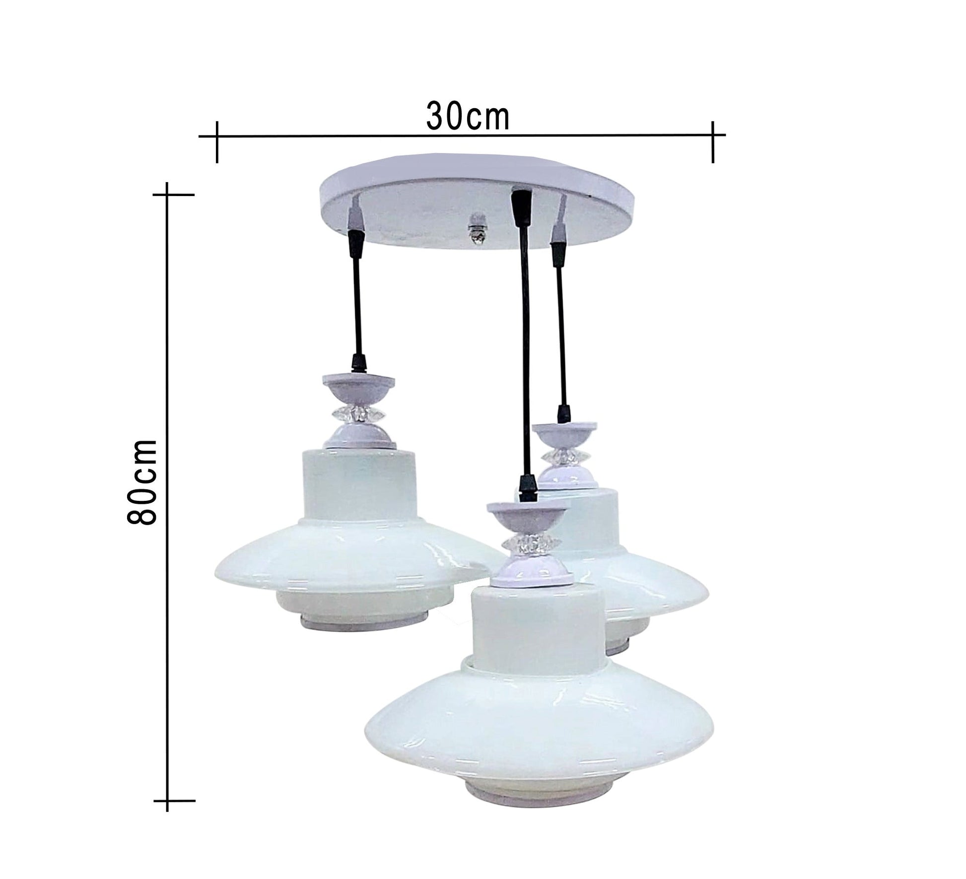 Triple white glass chandelier - Vitrine Furniture - Lighting