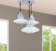 Triple white glass chandelier - Vitrine Furniture - Lighting