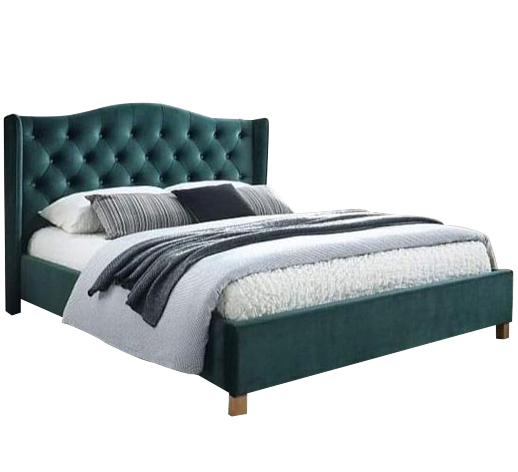 Turquoise bed with Capoutine upholstery - Vitrine Furniture - Furniture