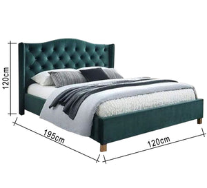 Turquoise bed with Capoutine upholstery - Vitrine Furniture - Furniture