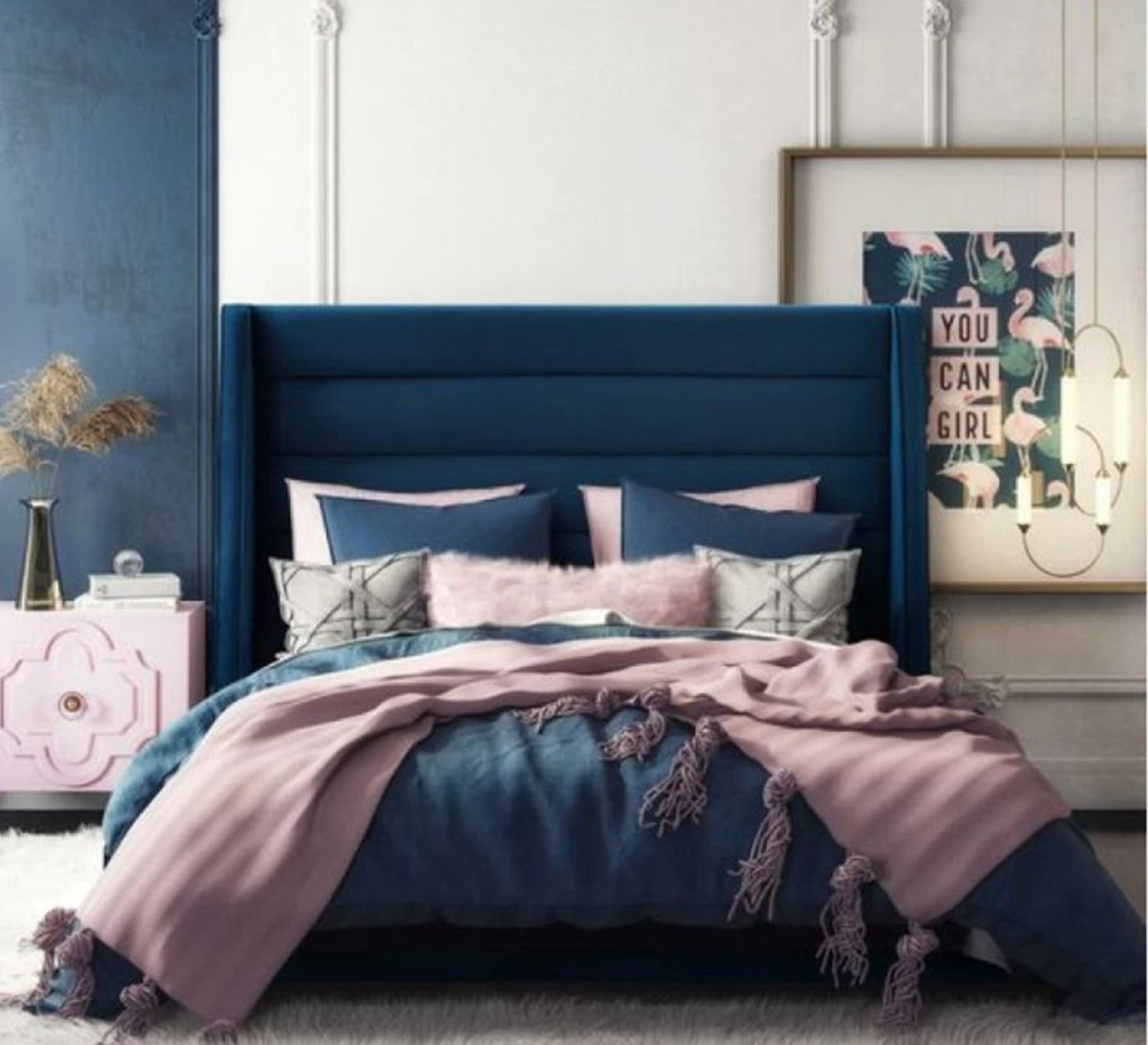 Turquoise Capoutine Bed with Plush Upholstery - Vitrine Furniture - Furniture