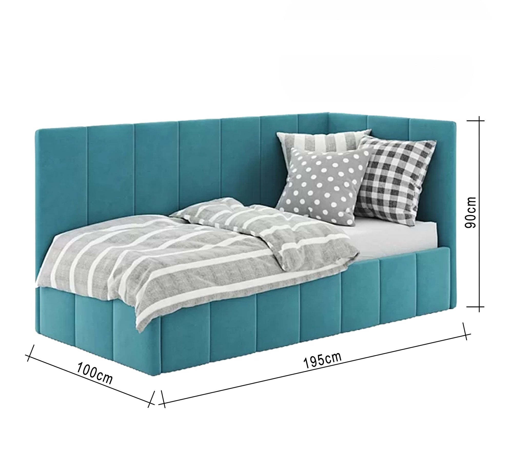 Turquoise upholstered bed with a modern and comfortable design - Vitrine Furniture - Furniture