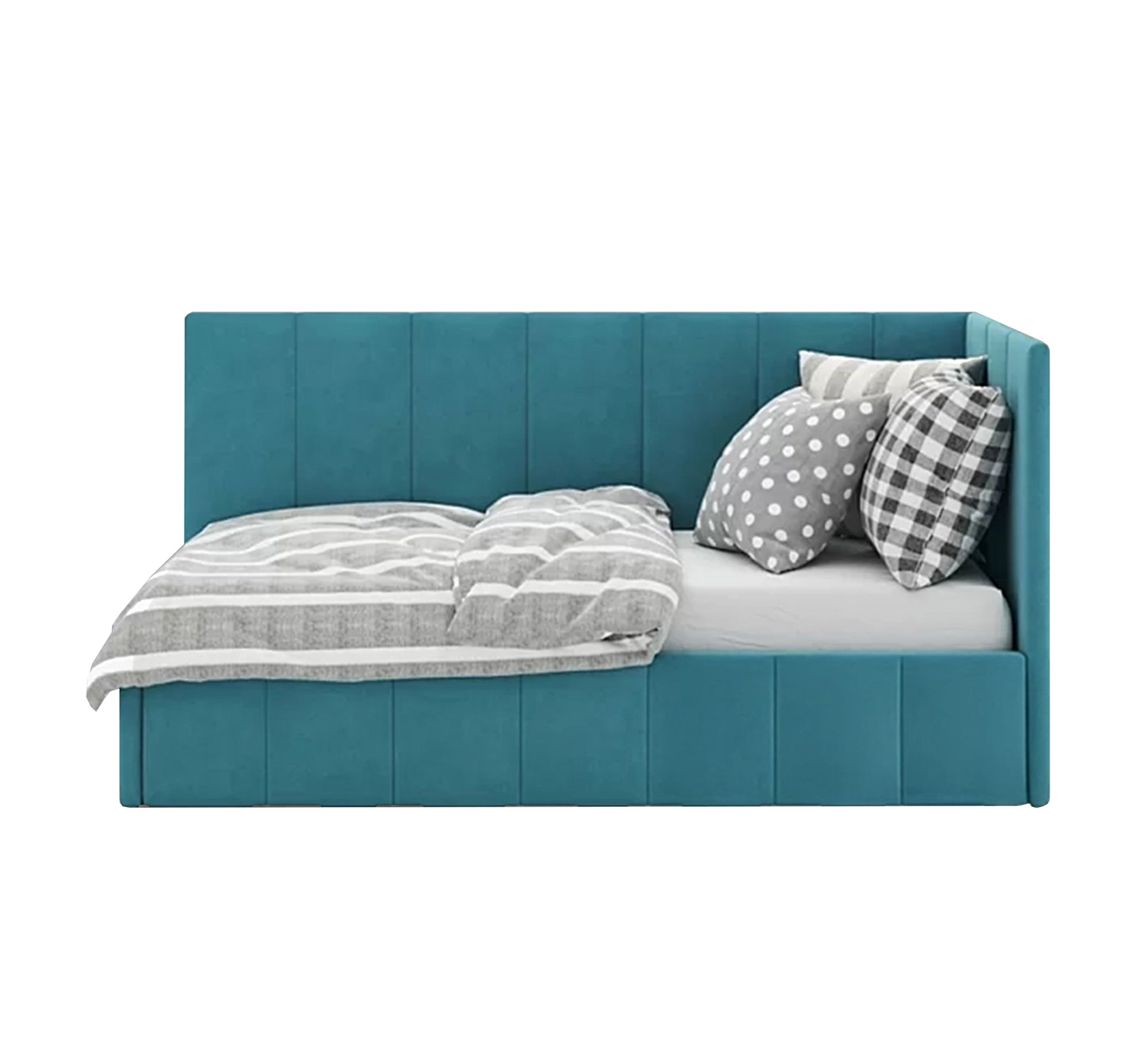 Turquoise upholstered bed with a modern and comfortable design - Vitrine Furniture - Furniture