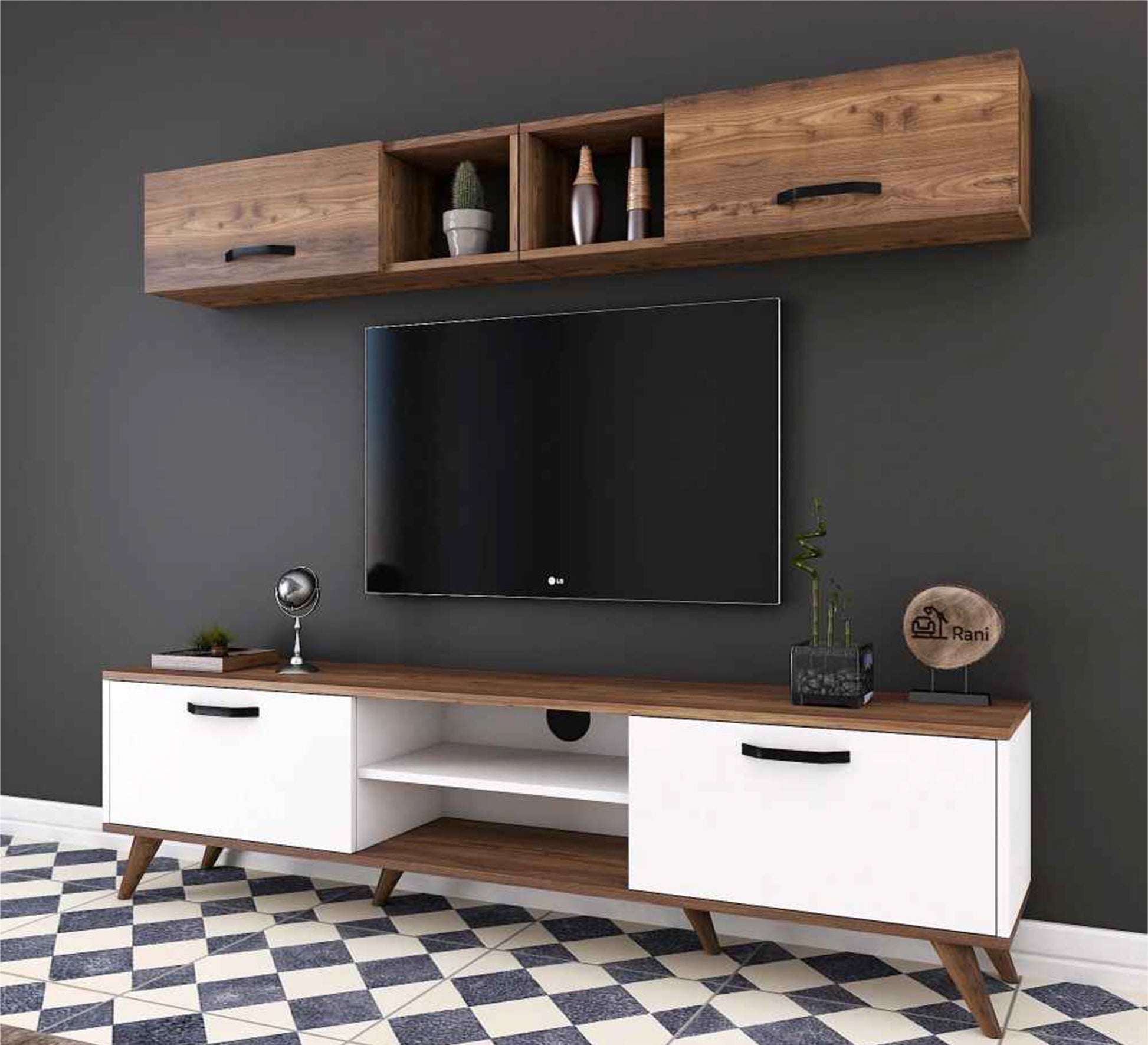 TV Cabinet: Modern Two - Unit, Sleek Design - Vitrine Furniture - Furniture