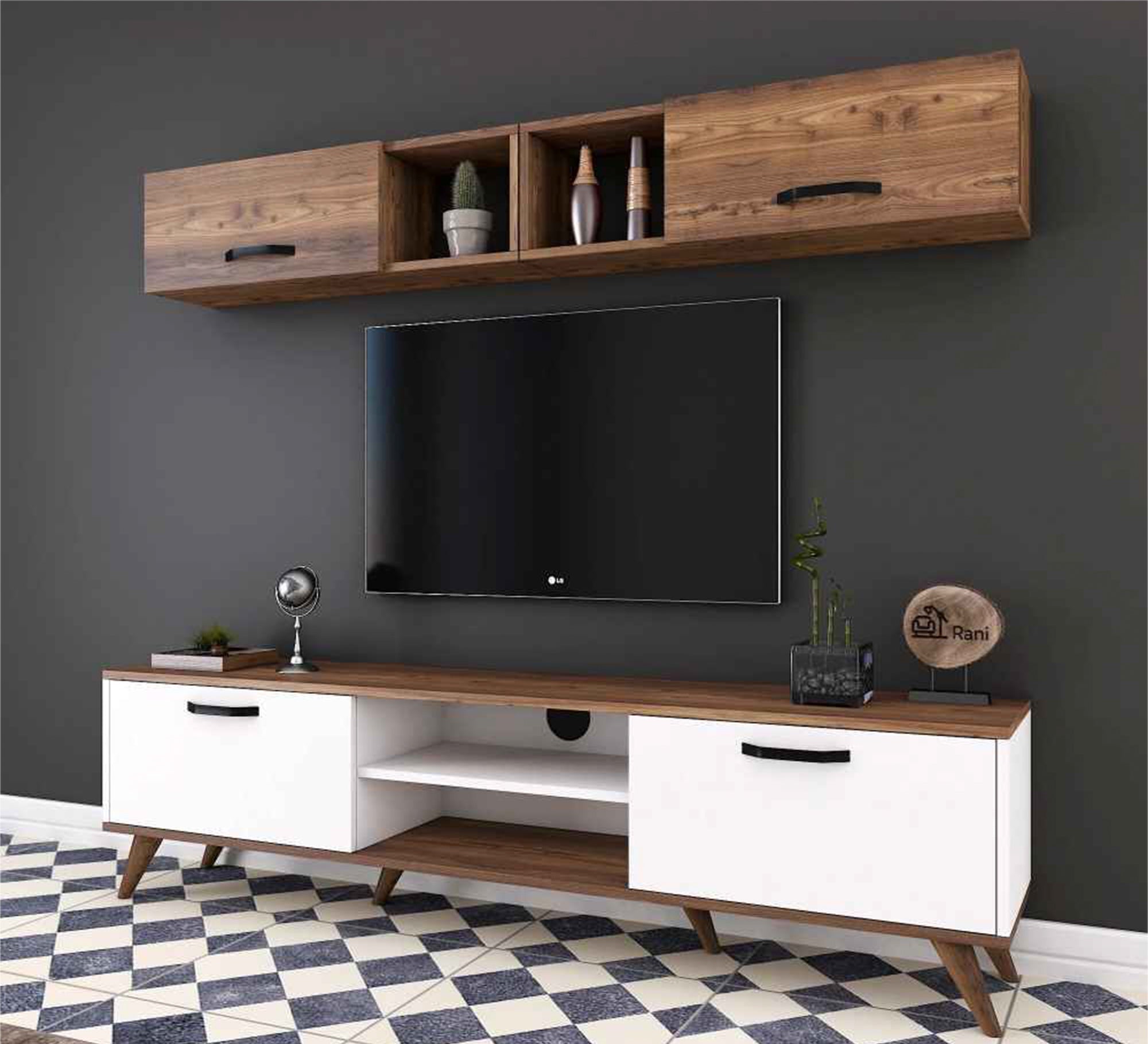 TV Cabinet: Modern Two - Unit, Sleek Design - Vitrine Furniture - Furniture