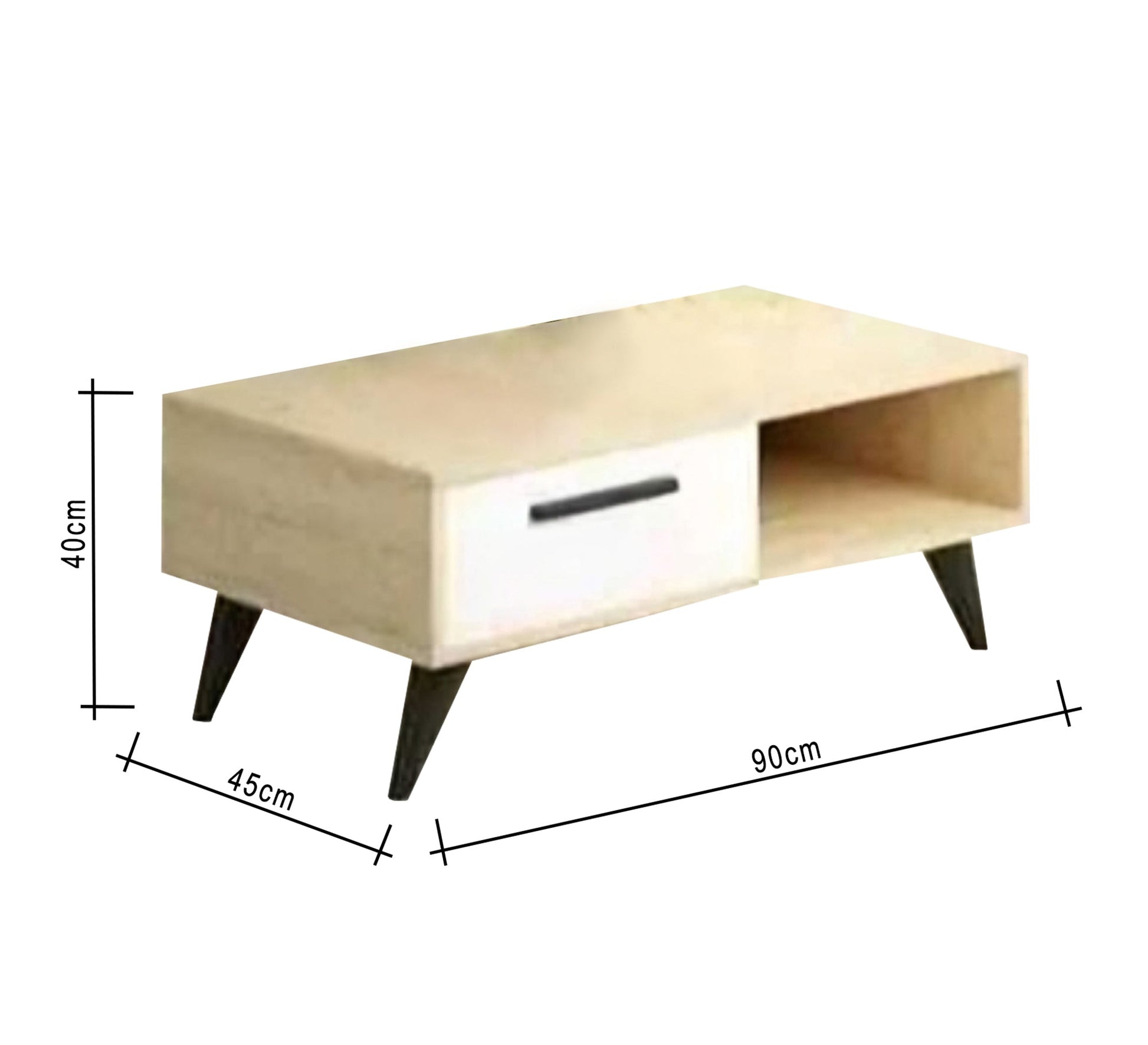 TV cabinet with white and beige coffee table - Vitrine Furniture - Furniture