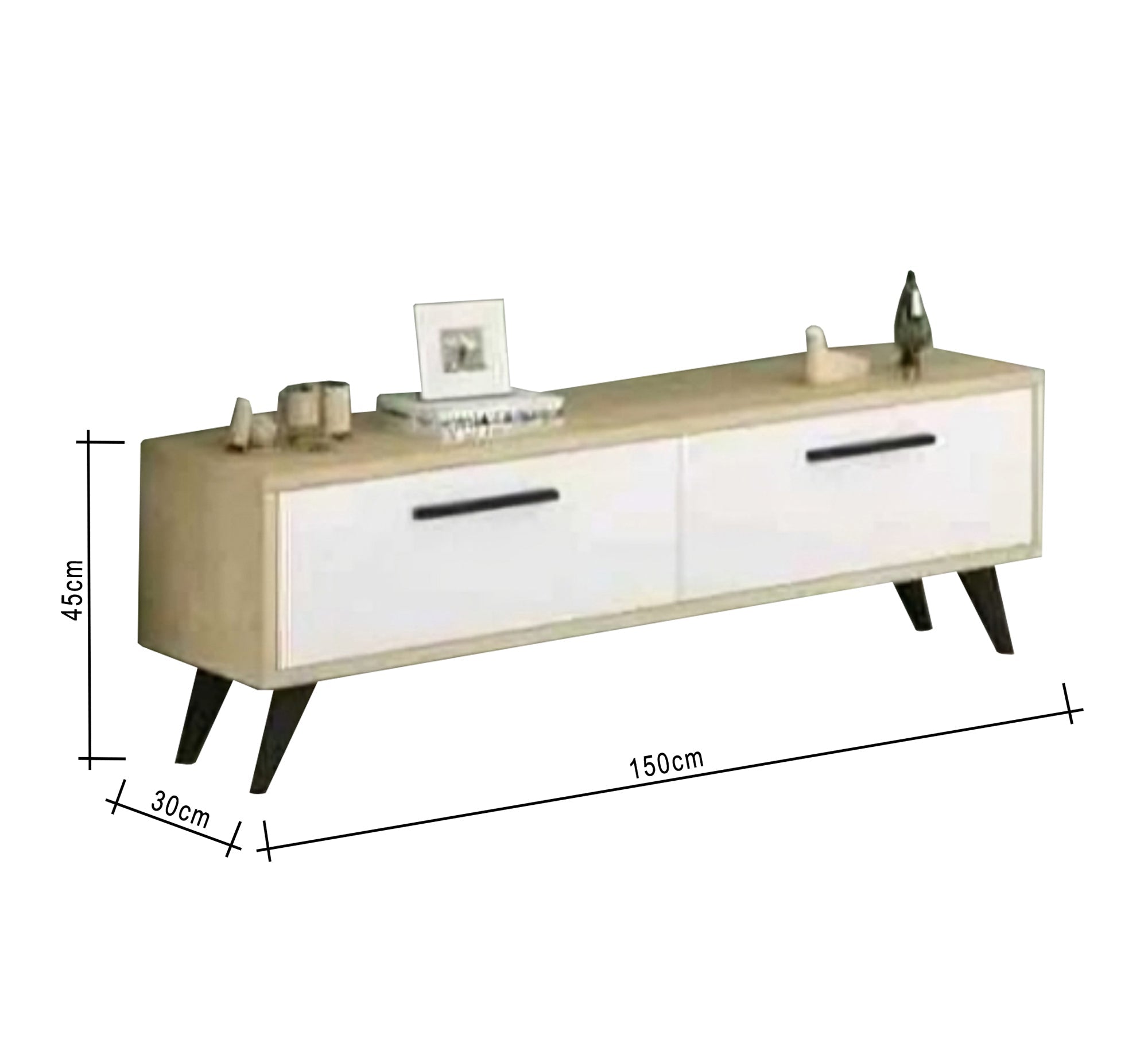 TV cabinet with white and beige coffee table - Vitrine Furniture - Furniture