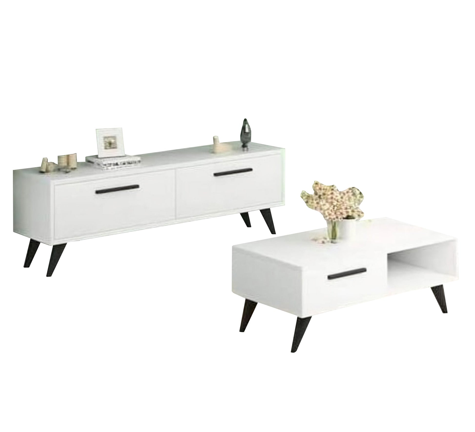 TV cabinet with white coffee table - Vitrine Furniture - Furniture