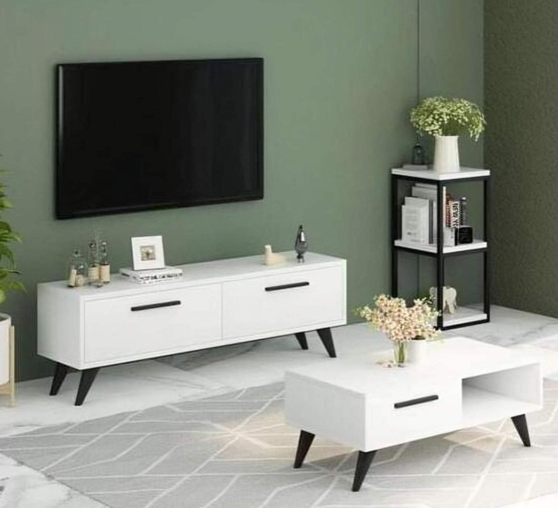 TV cabinet with white coffee table - Vitrine Furniture - Furniture
