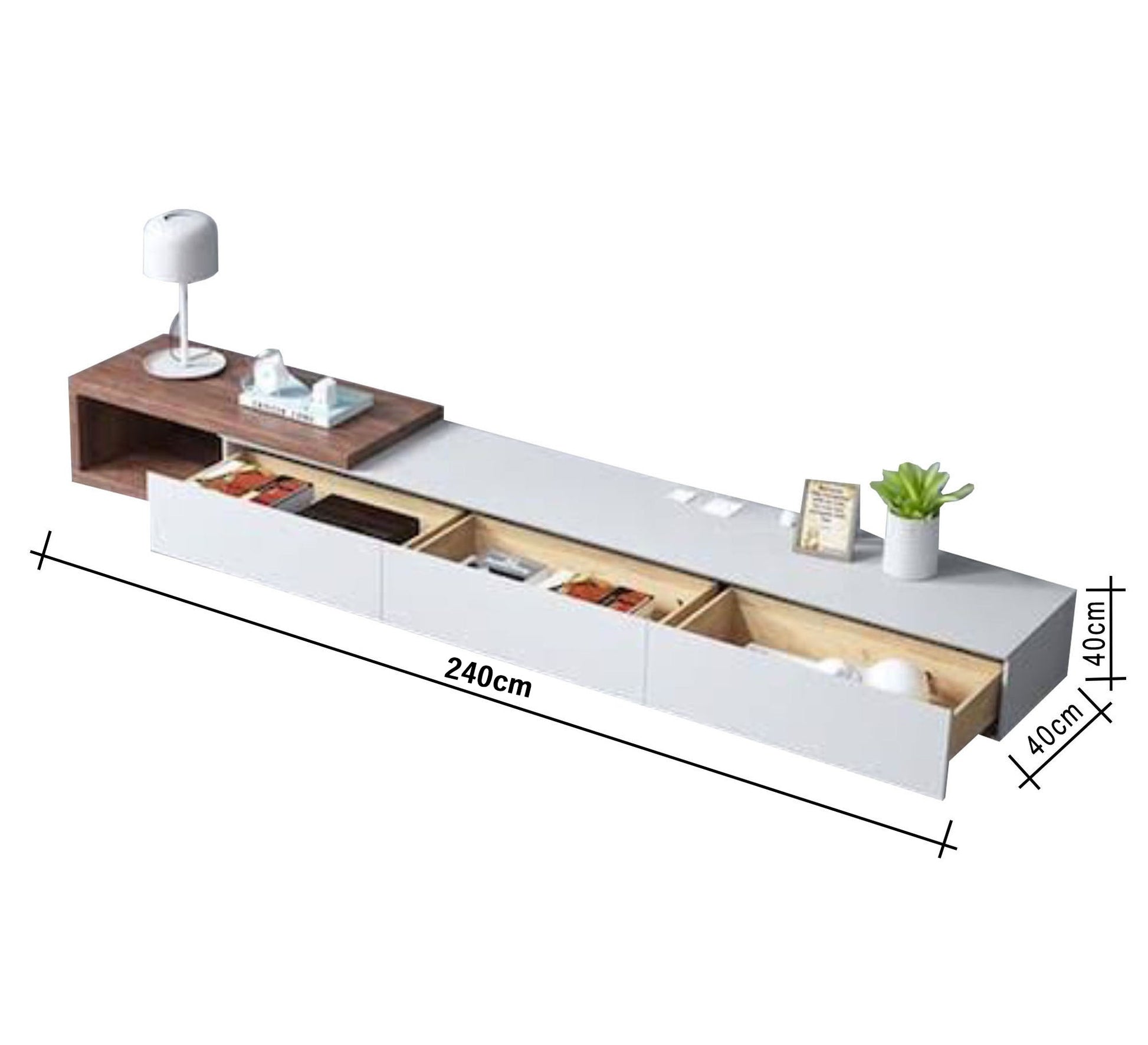 TV desk and table, white and wooden - Vitrine Furniture - Furniture