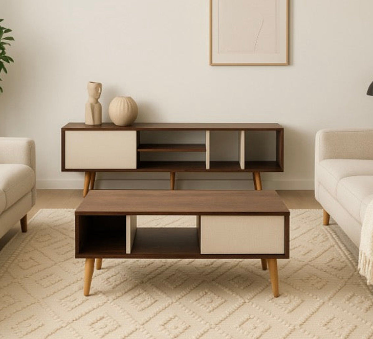TV stand set with a modern coffee table - Vitrine Furniture - TV Table & Cabinet