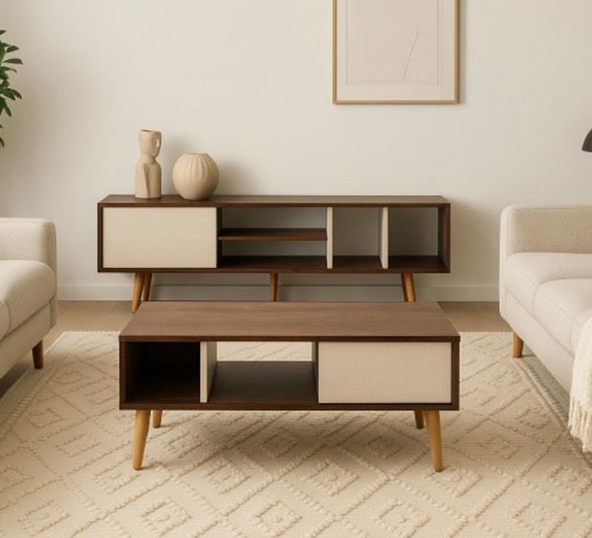 TV stand set with a modern coffee table - Vitrine Furniture - TV Table & Cabinet