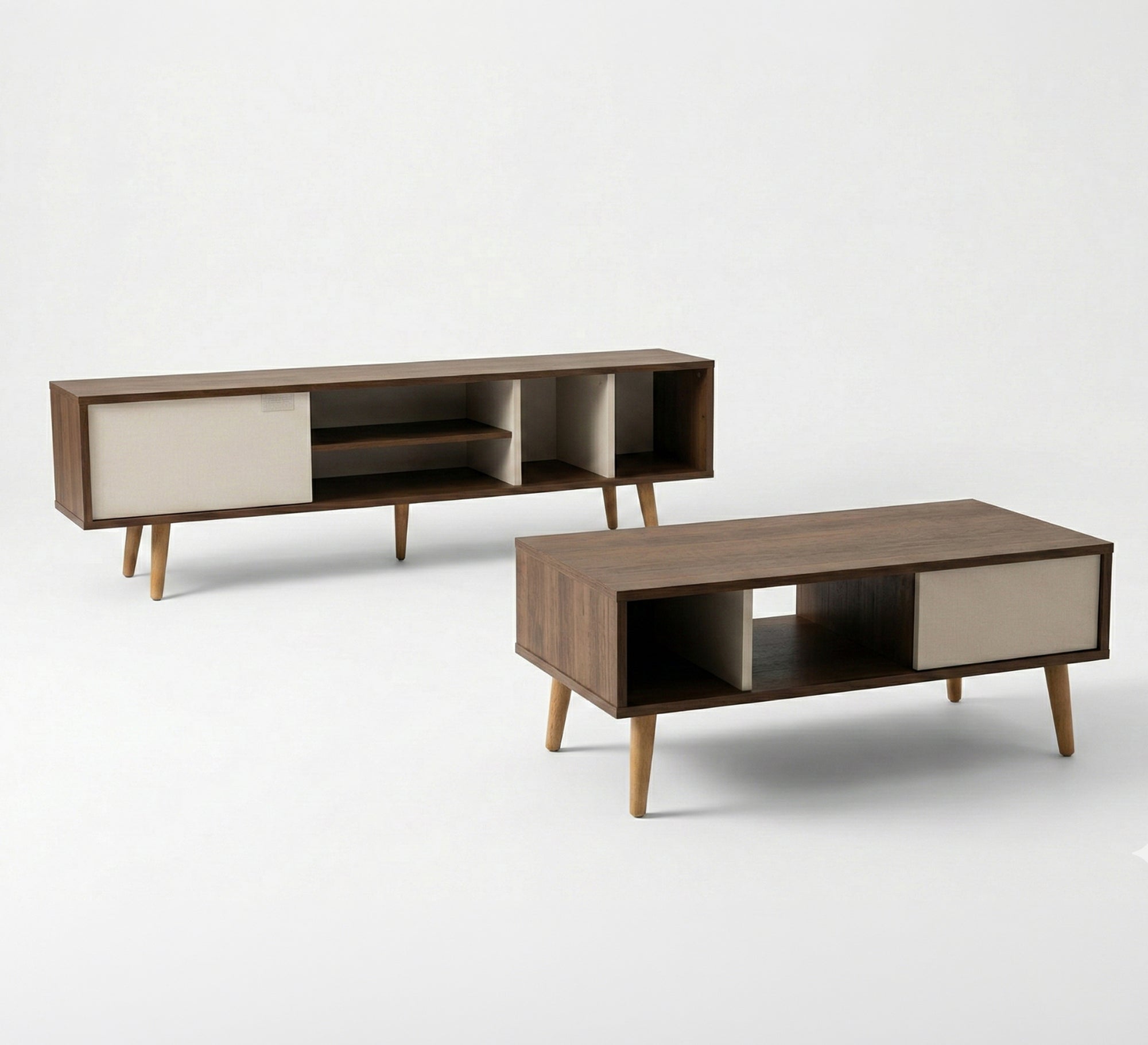 TV stand set with a modern coffee table - Vitrine Furniture - TV Table & Cabinet