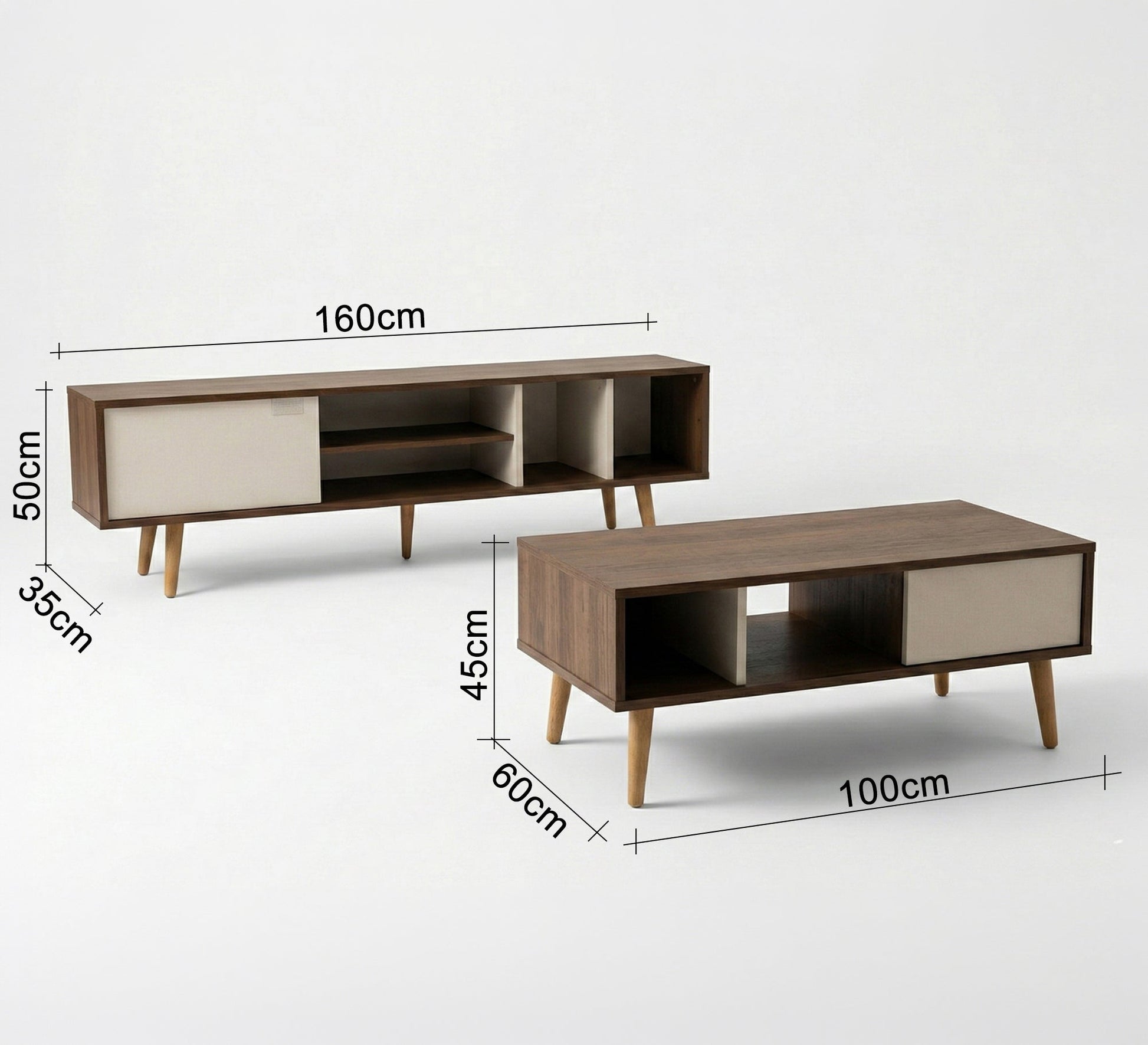 TV stand set with a modern coffee table - Vitrine Furniture - TV Table & Cabinet