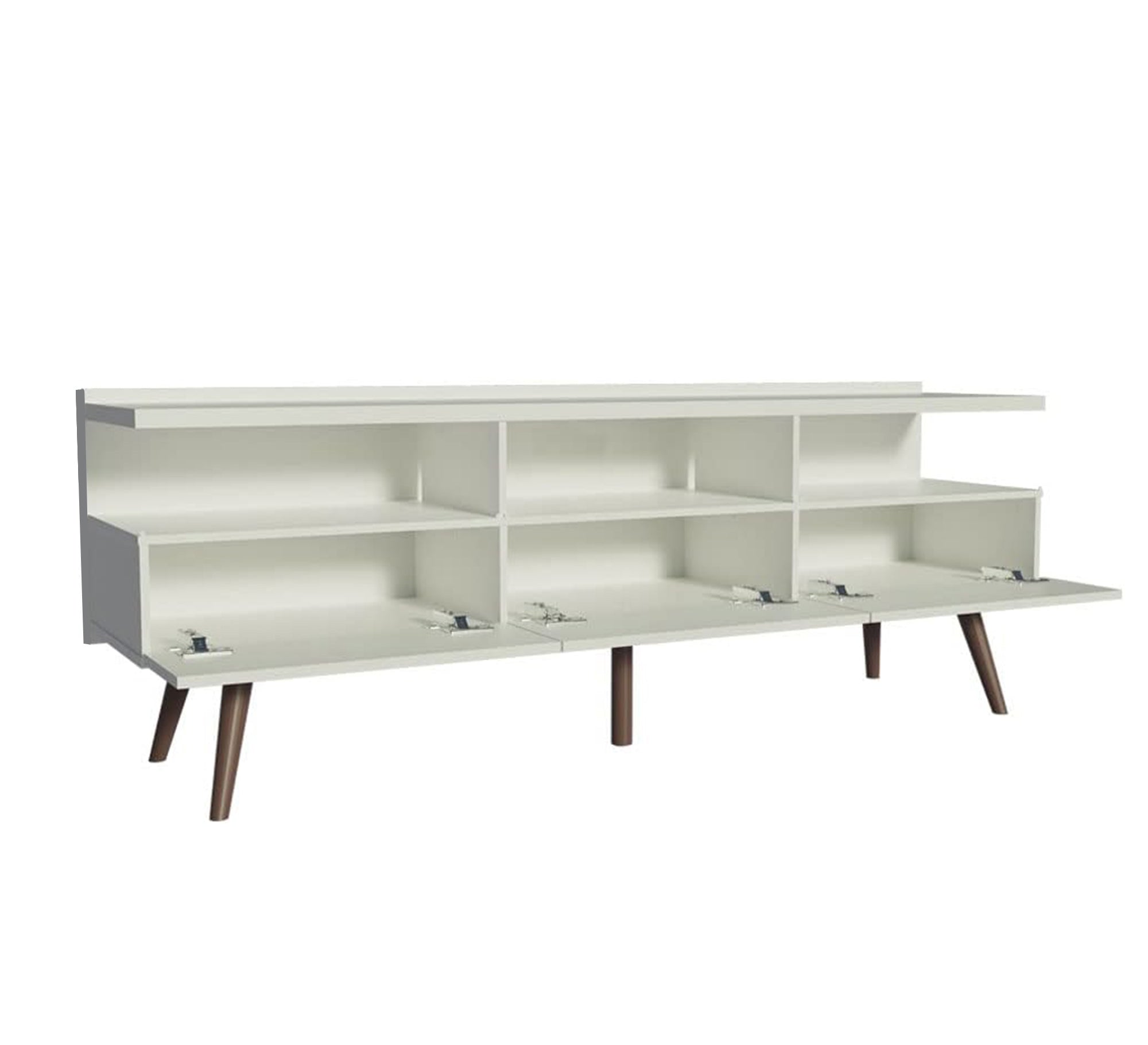 TV Table: 3 Shelves, 3 Doors, High Legs - Vitrine Furniture - Furniture