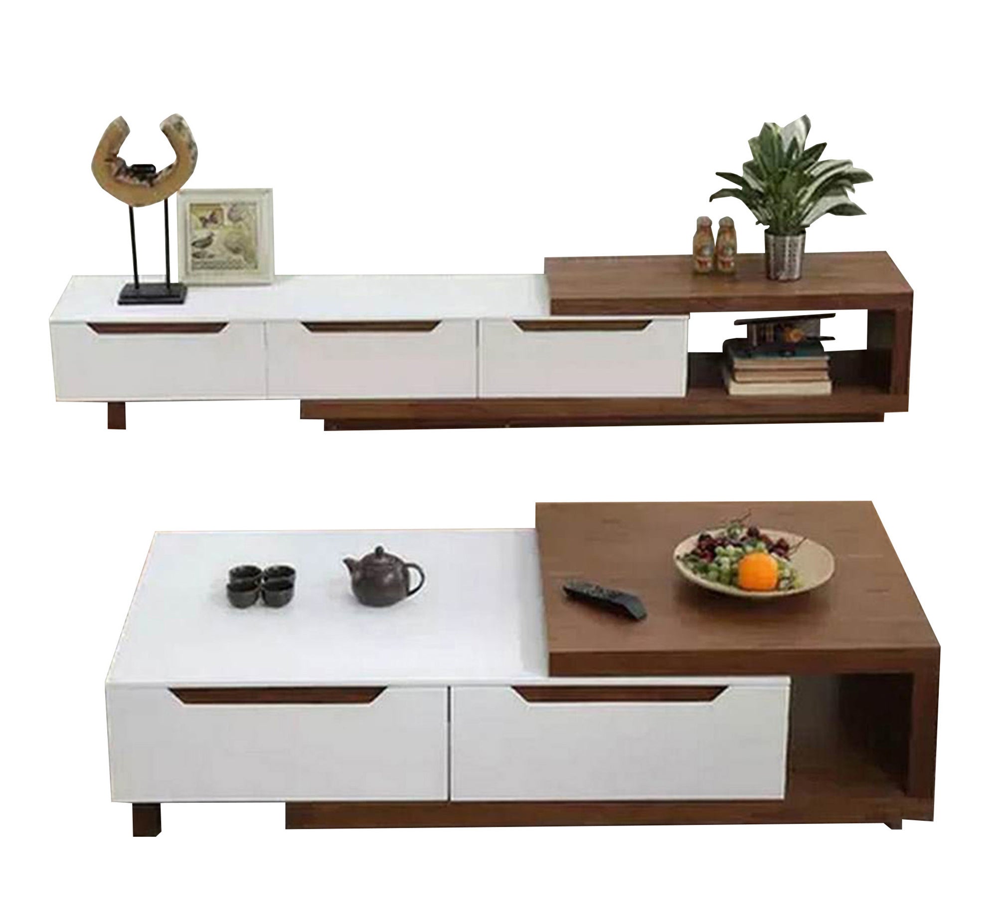 TV Table Set, Sleek Design & Ample Storage - Vitrine Furniture - TV Table & Cabinet