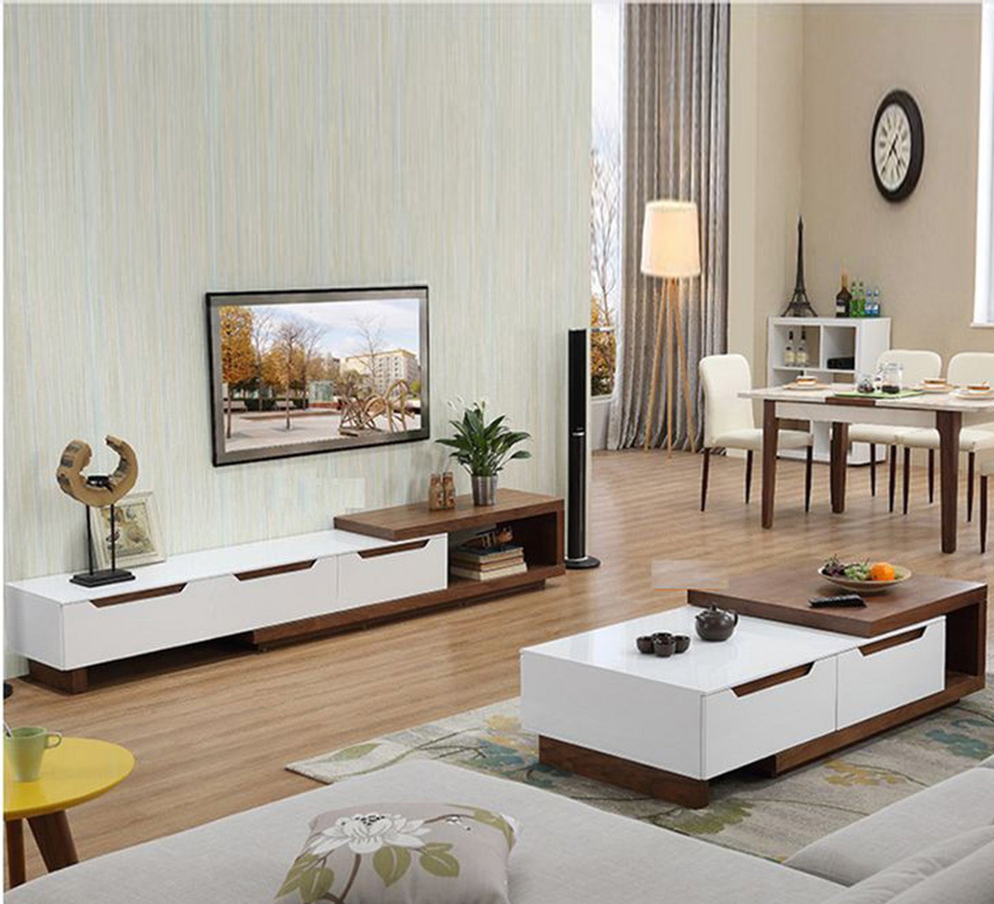 TV Table Set, Sleek Design & Ample Storage - Vitrine Furniture - TV Table & Cabinet