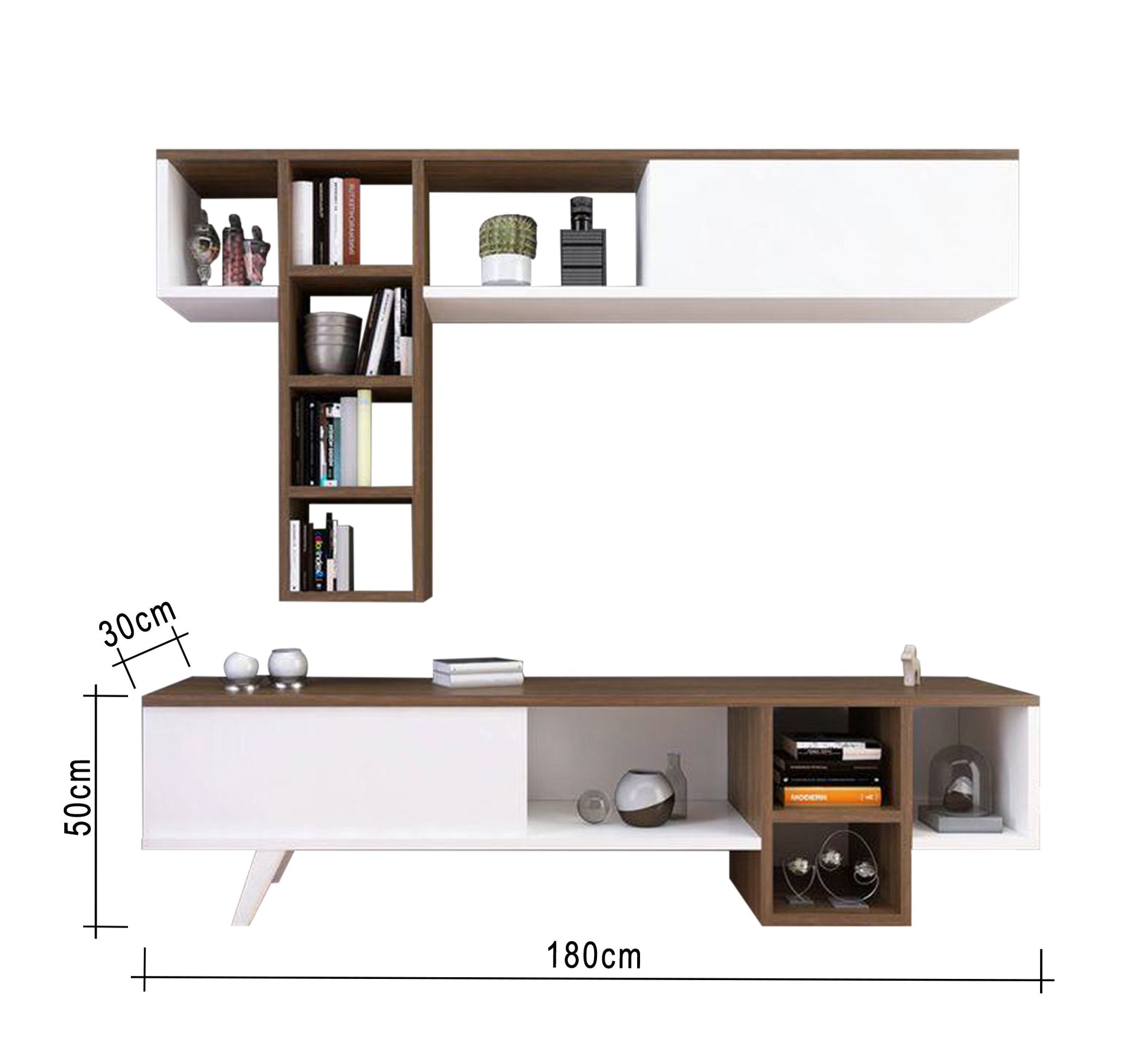 TV Table: White & Honey Brown, Chic & Functional - Vitrine Furniture - Furniture