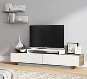 TV table with a modern design in white and beige wood - Vitrine Furniture - Furniture