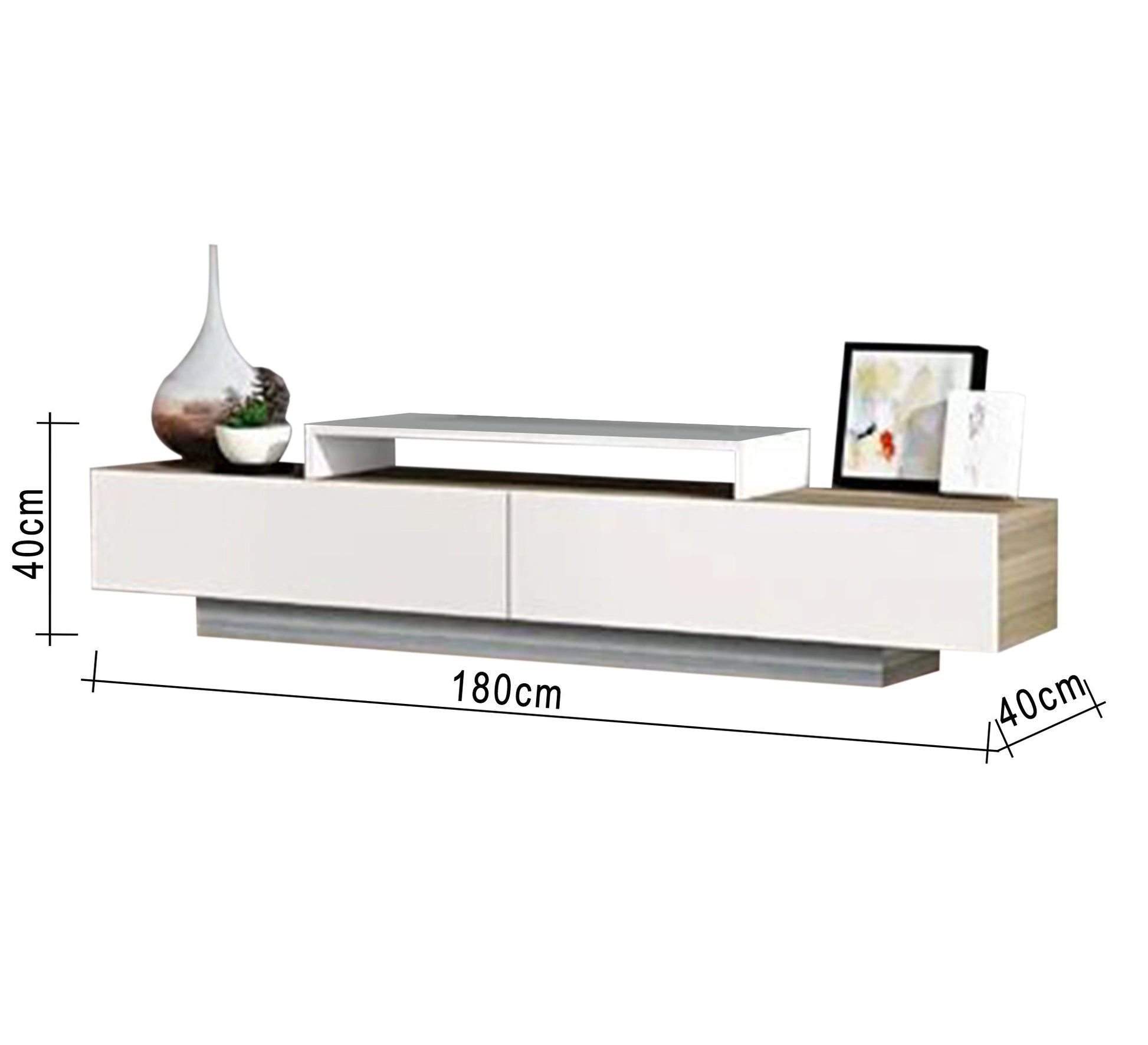 TV table with a modern design in white and beige wood - Vitrine Furniture - Furniture