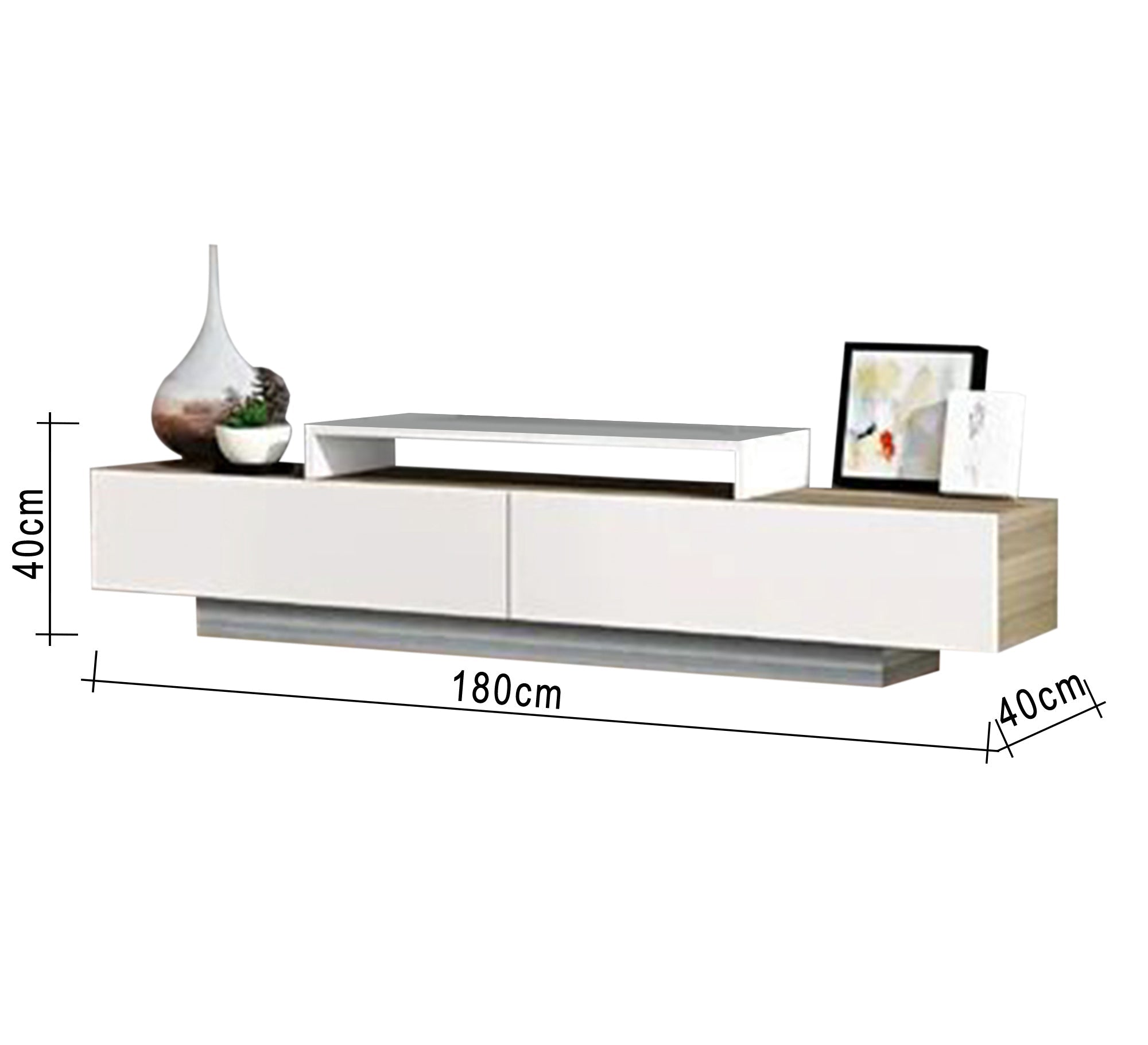 TV table with a modern design in white and beige wood - Vitrine Furniture - Furniture