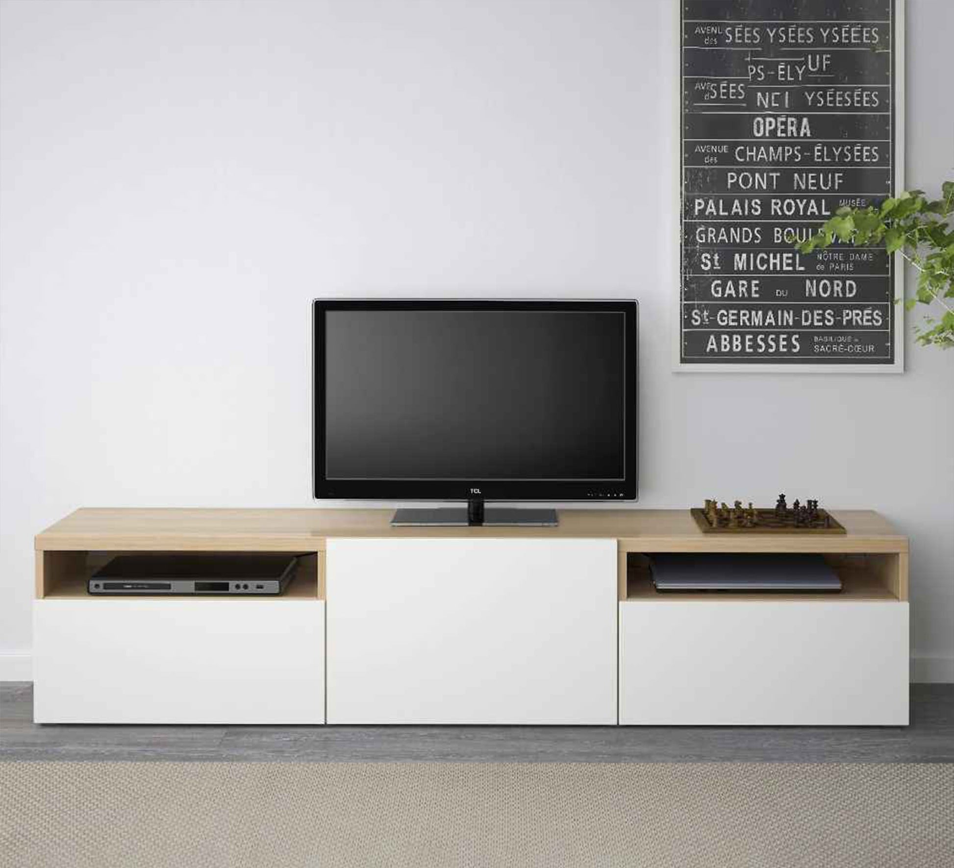TV table with beige wooden top - Vitrine Furniture - Furniture