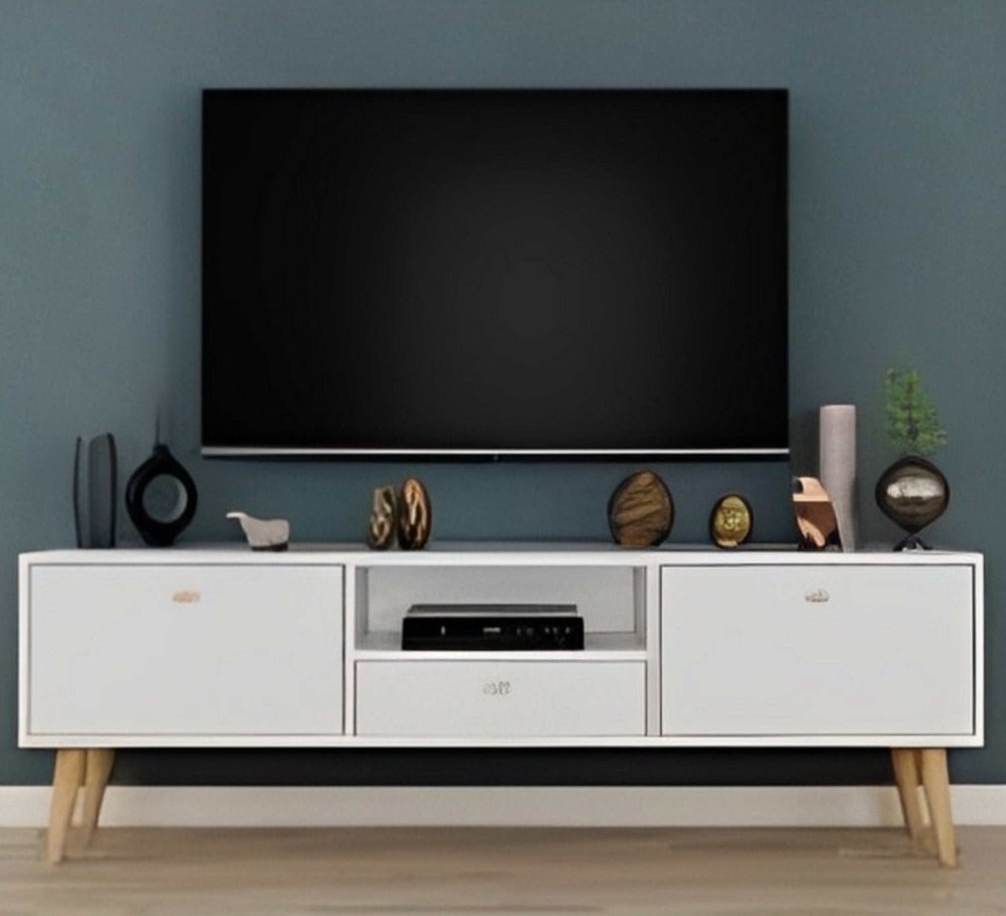 TV table with drawer, two leaves and legs - Vitrine Furniture - Furniture