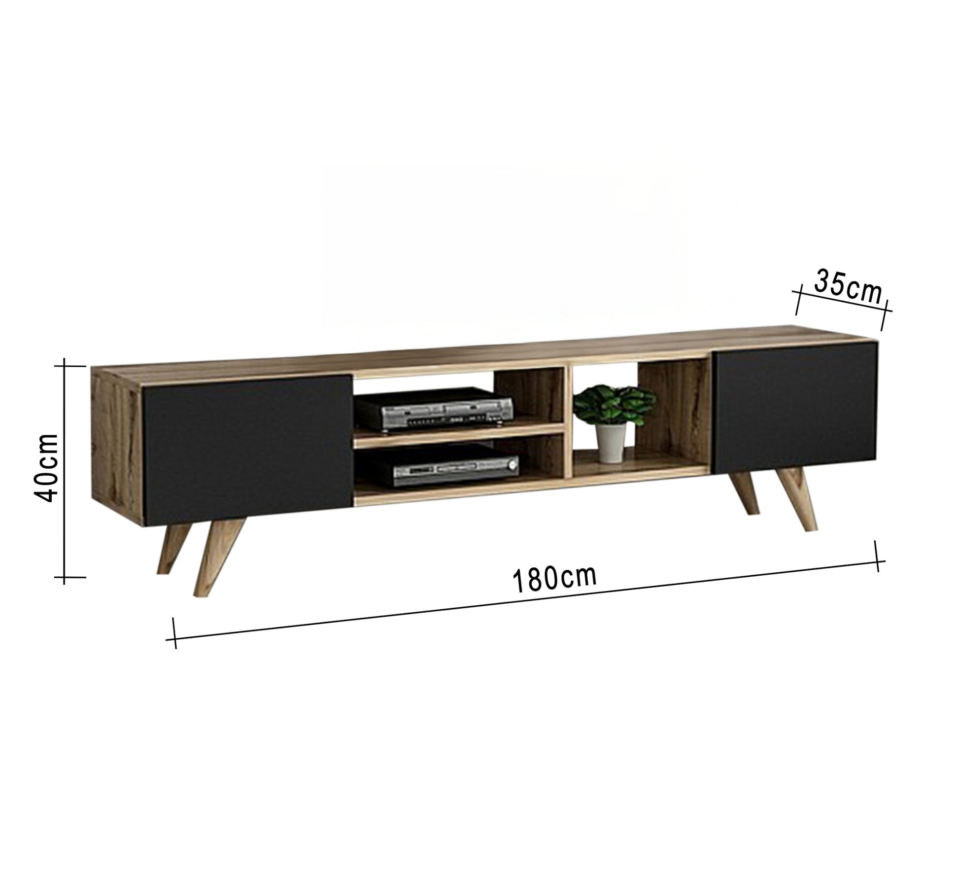 TV table with high legs, black and beige - Vitrine Furniture - Furniture