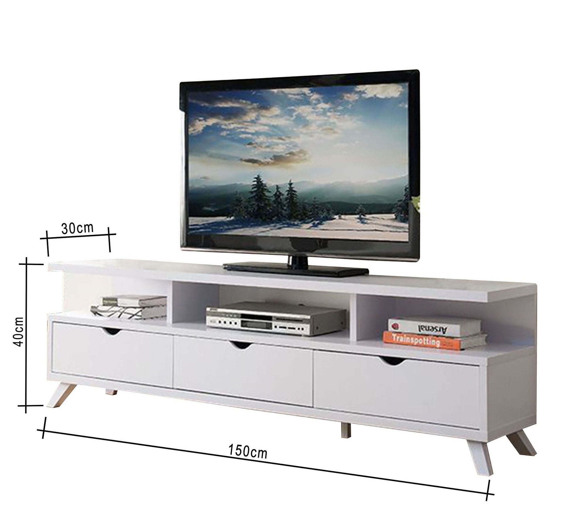 TV table with high legs, white - Vitrine Furniture - Furniture