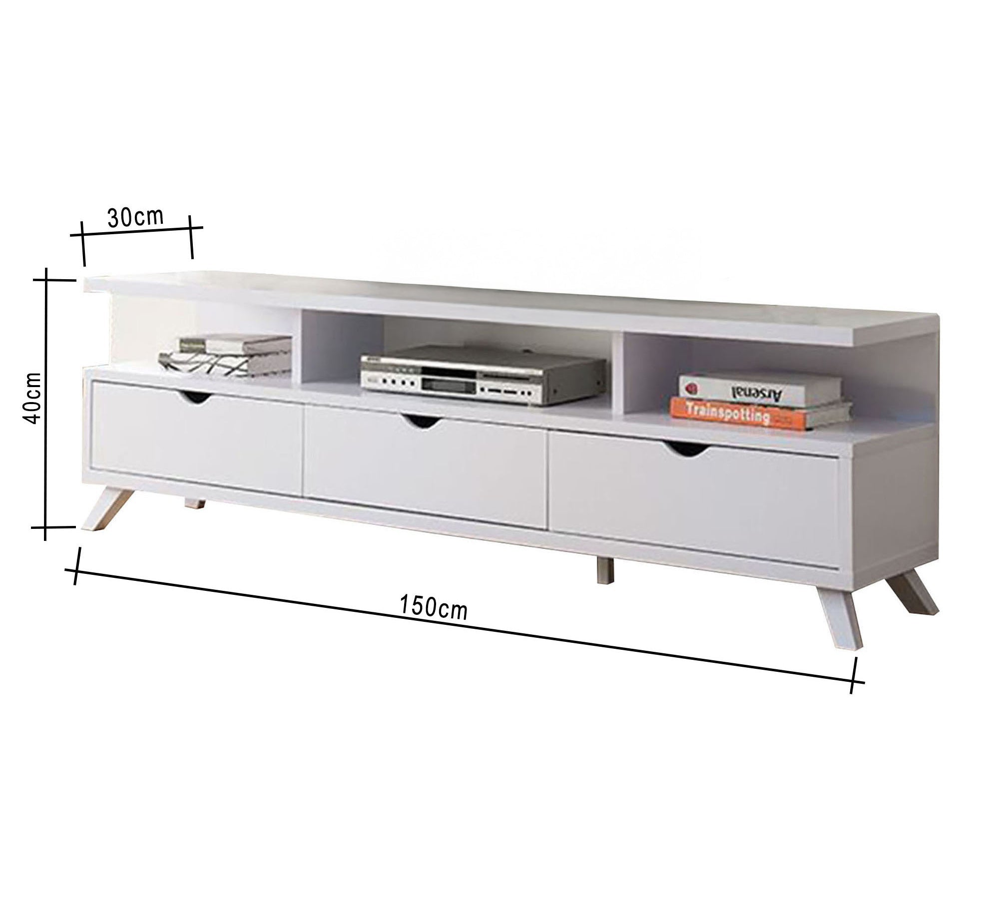 TV table with high legs, white - Vitrine Furniture - Furniture