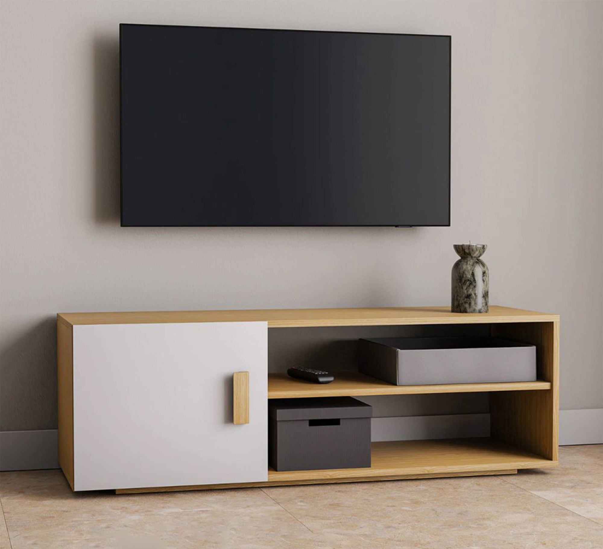 TV table with hinged leaf and shelves - Vitrine Furniture - TV Table & Cabinet