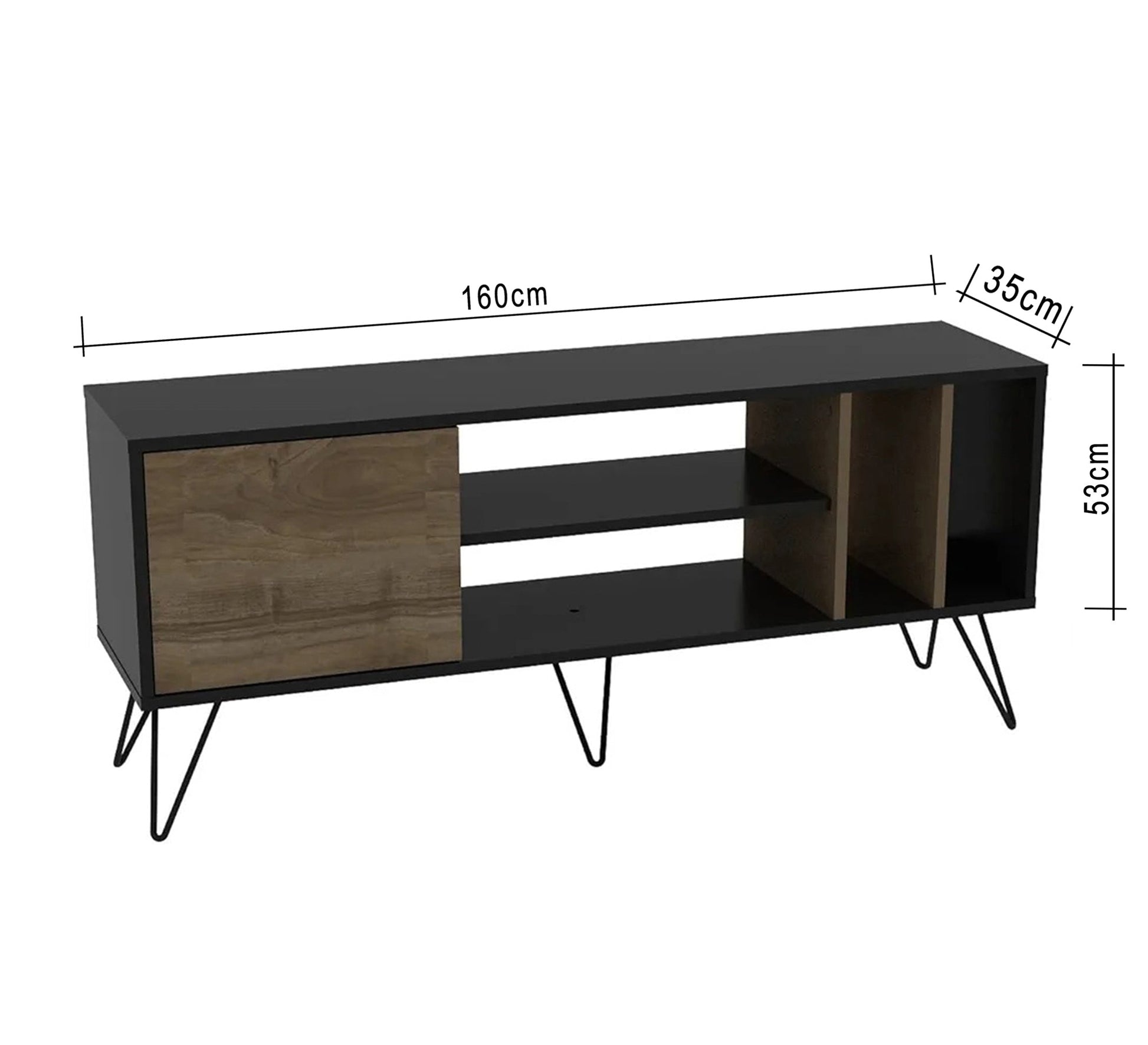 TV table with longitudinal and transverse barriers and strong metal legs - Vitrine Furniture - Furniture