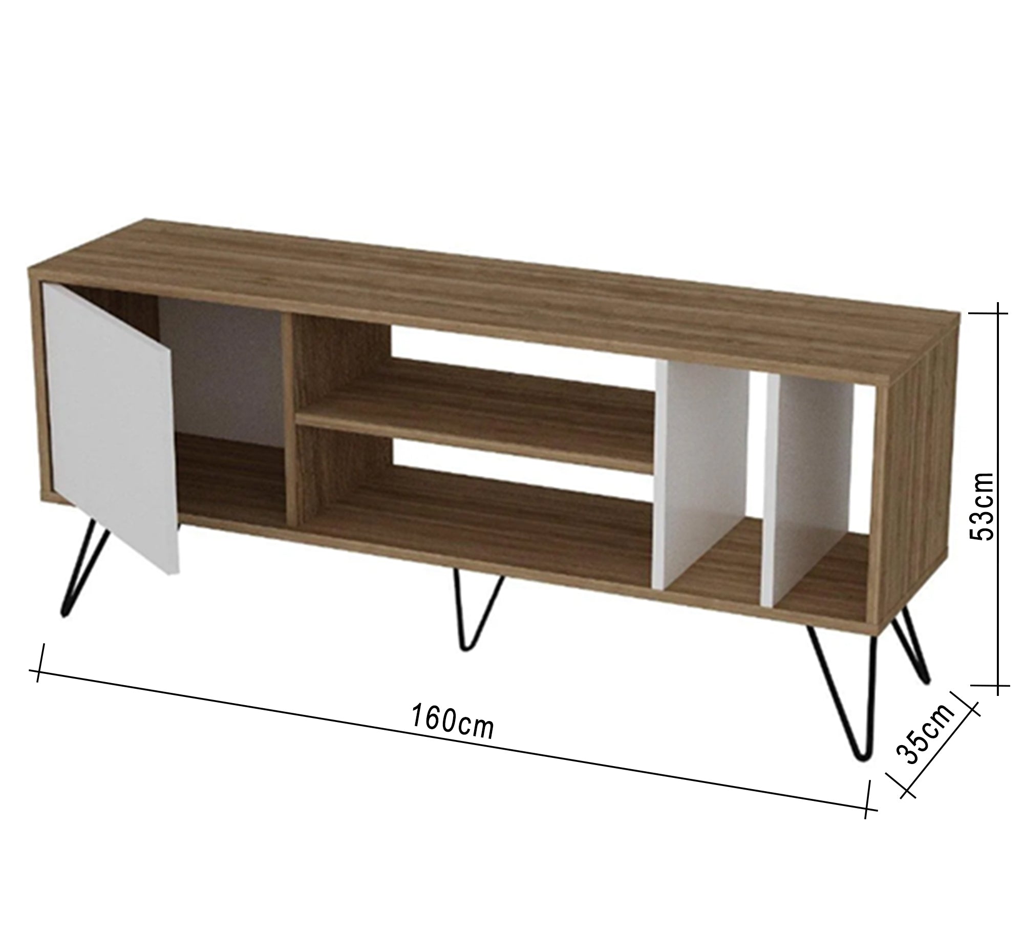 TV table with longitudinal and transverse barriers and strong metal legs - Vitrine Furniture - Furniture