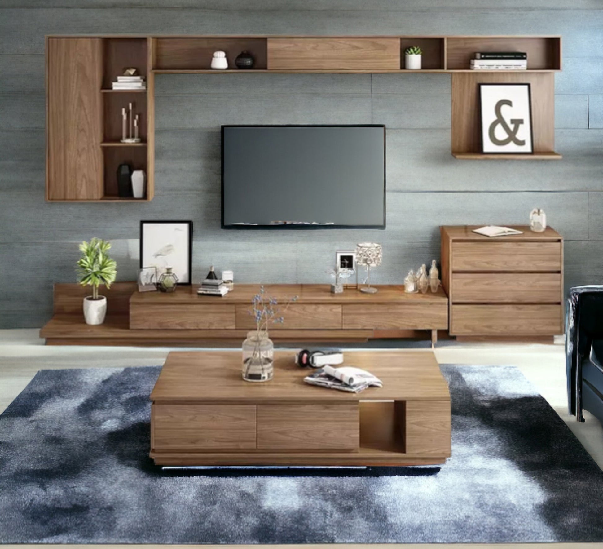 TV table with Top shelves & coffee Table - Vitrine Furniture - Furniture