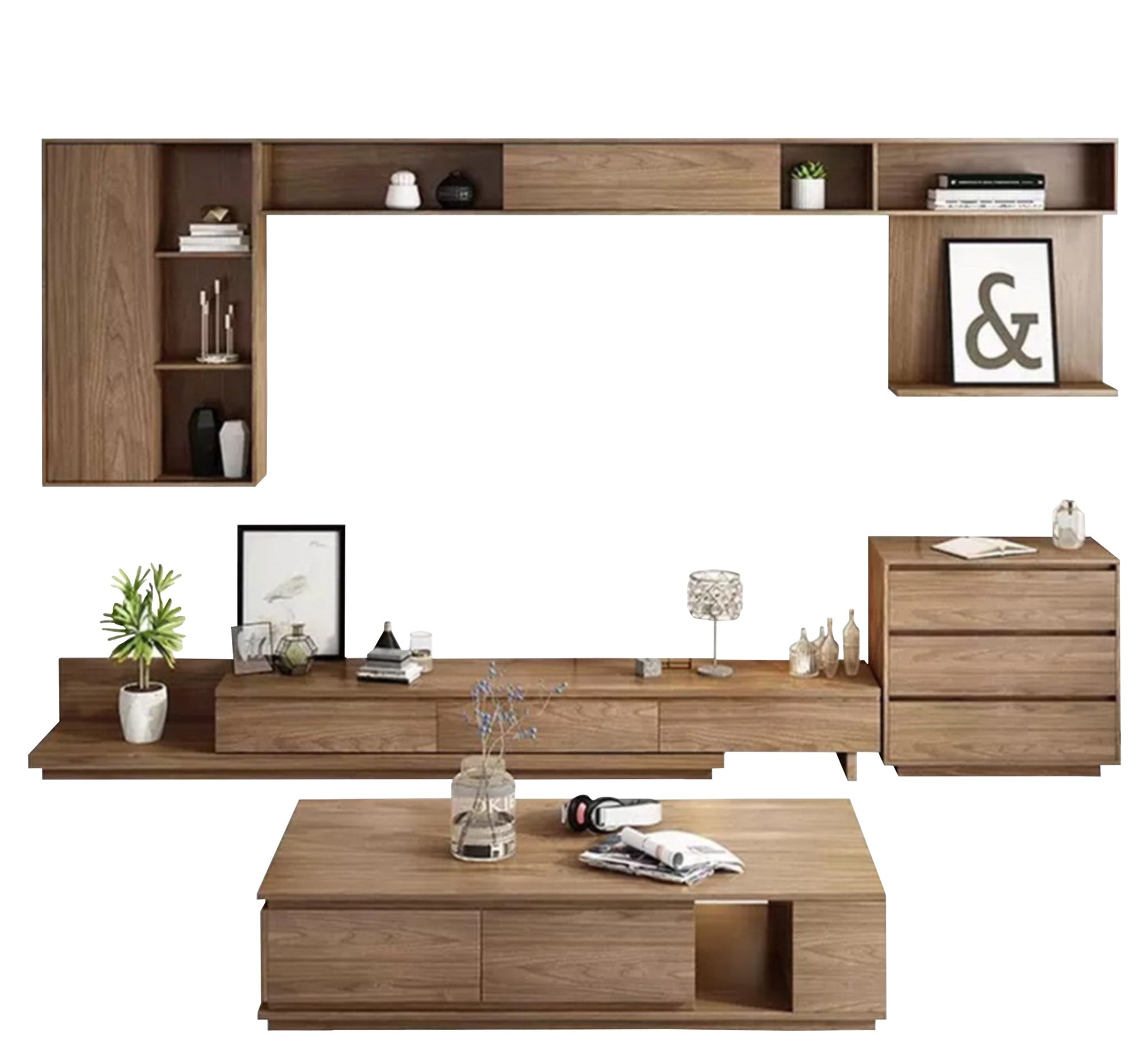 TV table with Top shelves & coffee Table - Vitrine Furniture - Furniture