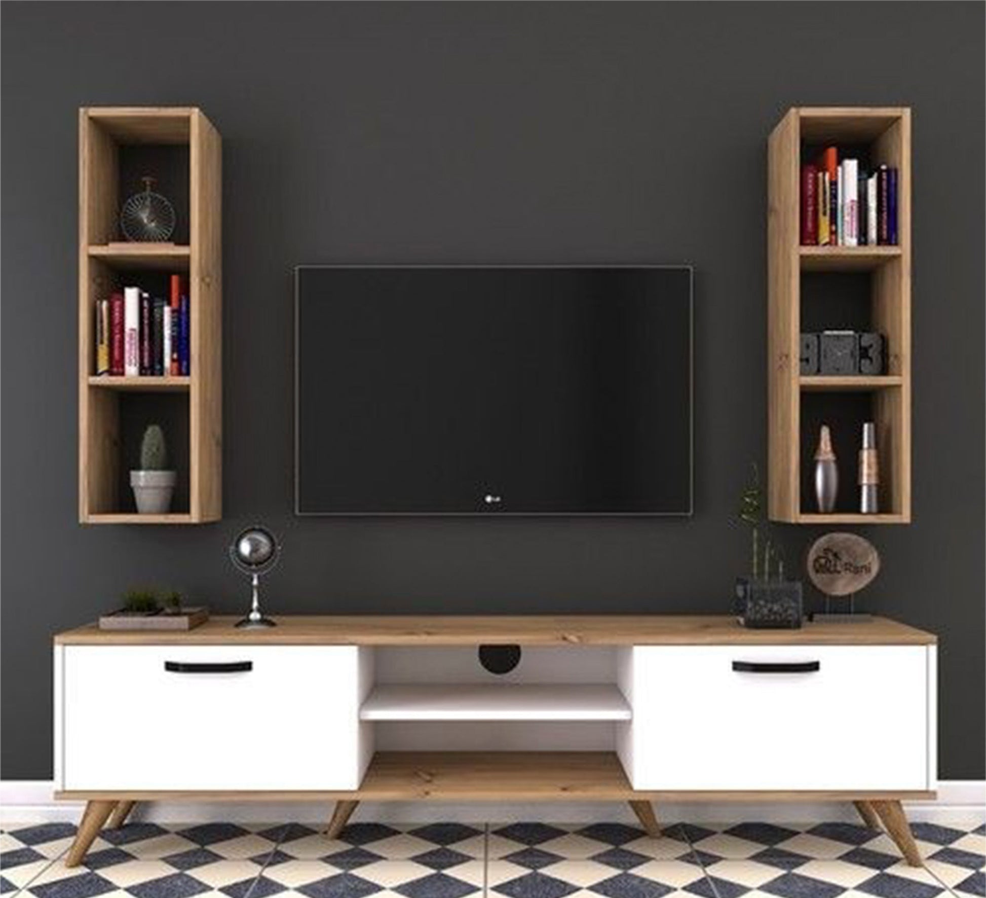 TV table with two wall shelves - Vitrine Furniture - Furniture