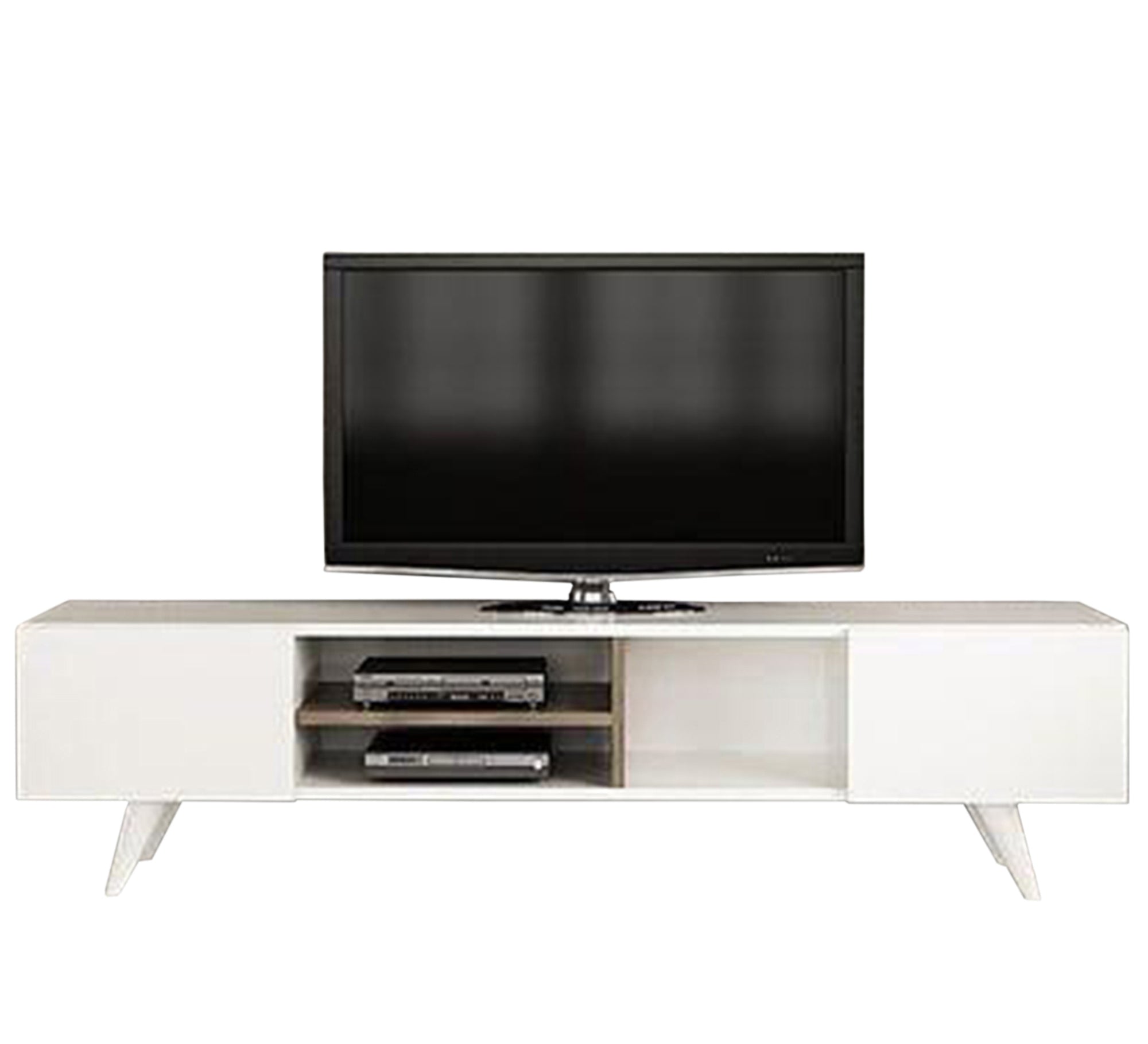 TV table with white surface and legs - Vitrine Furniture - TV Table & Cabinet