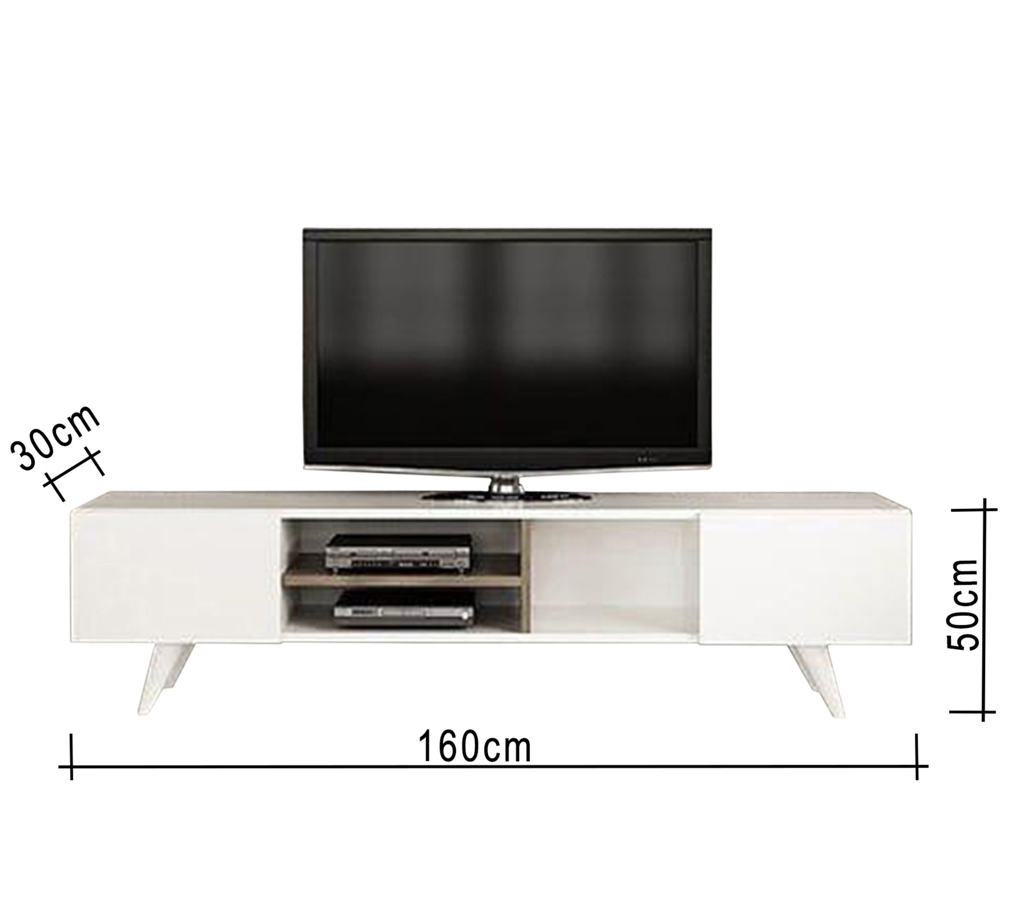 TV table with white surface and legs - Vitrine Furniture - TV Table & Cabinet