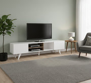 TV table with white surface and legs - Vitrine Furniture - TV Table & Cabinet