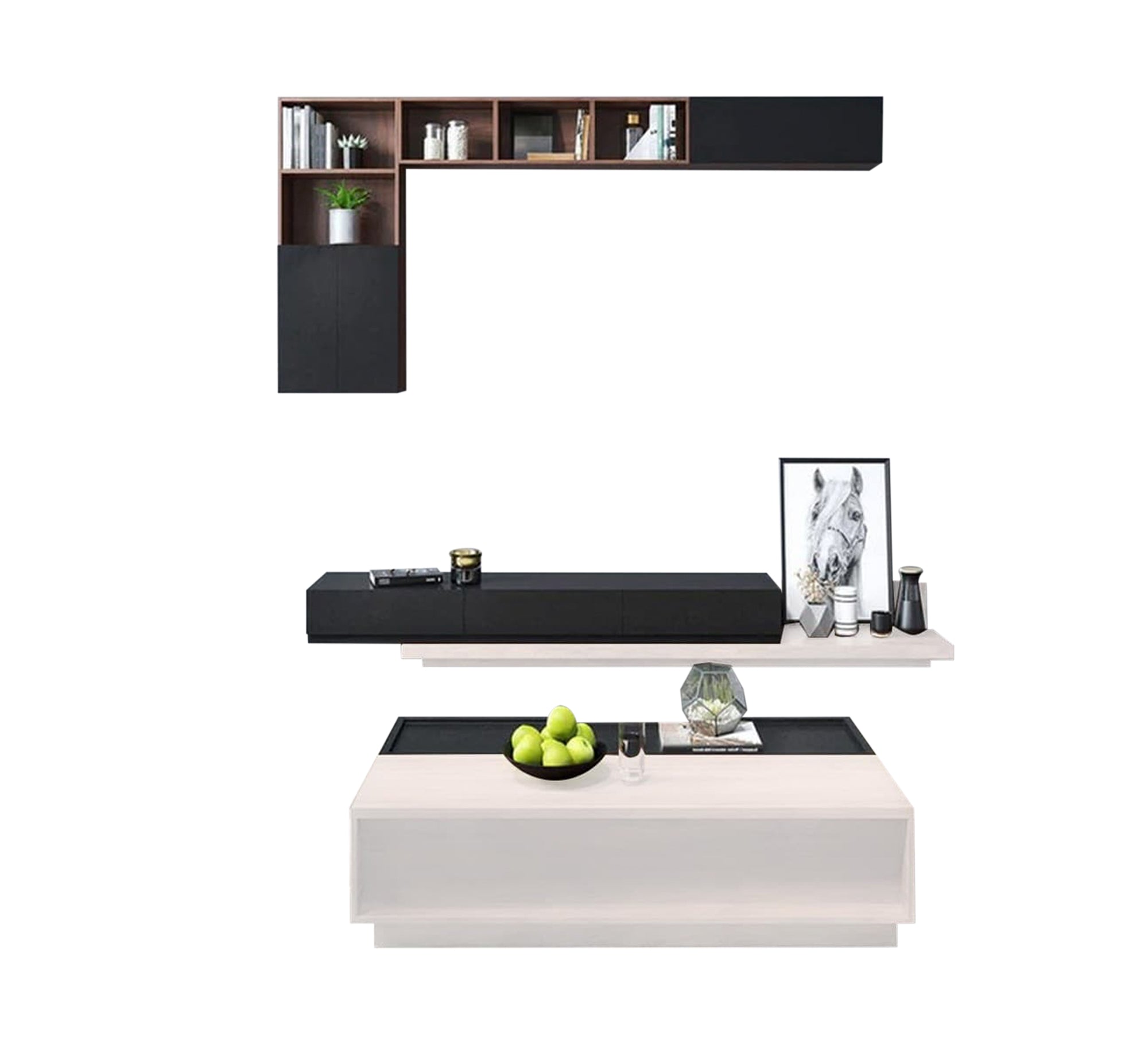 TV unit and coffee table in a modern black and beige design - Vitrine Furniture - Furniture