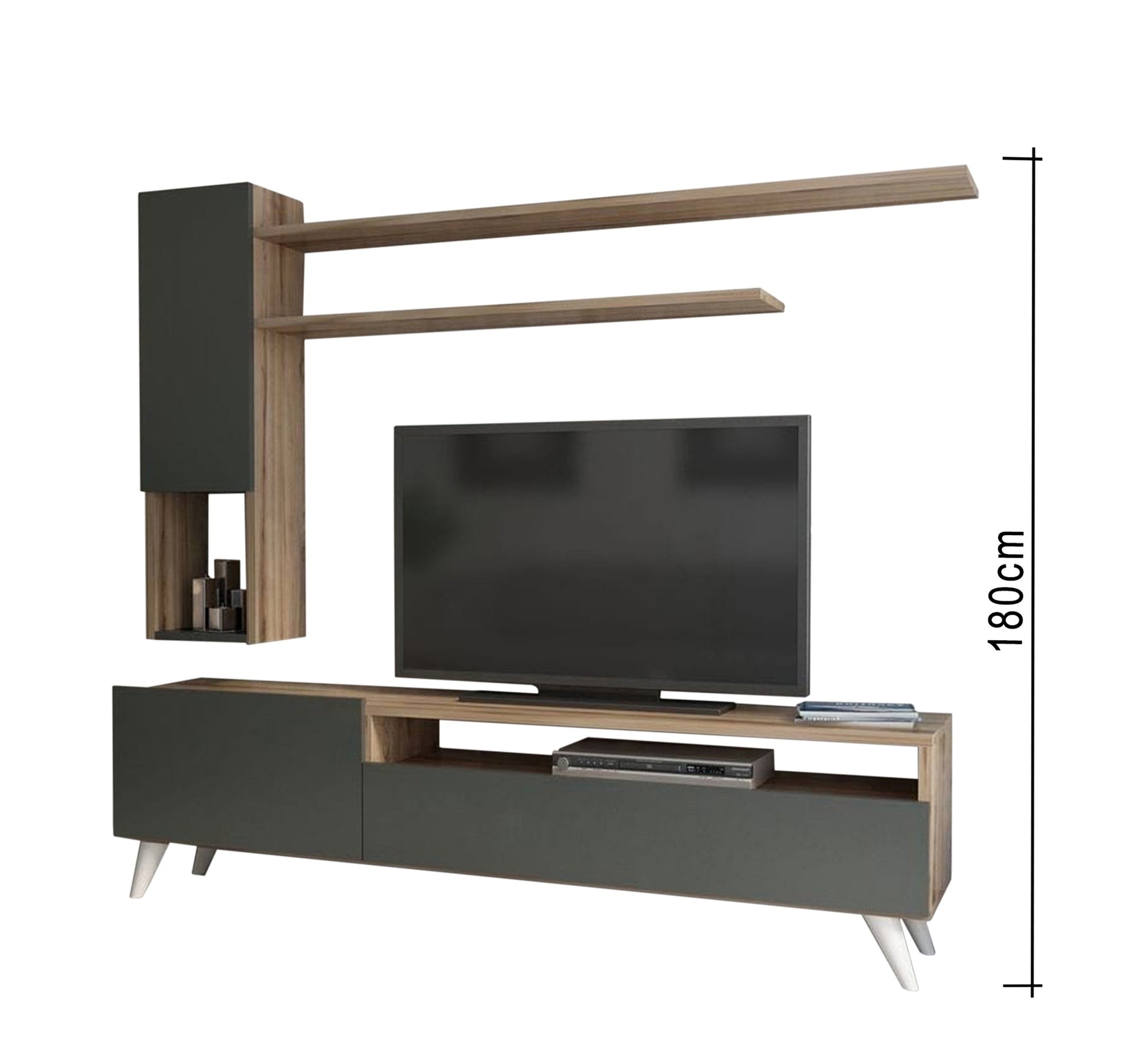 TV unit in a coffee wooden color * black - Vitrine Furniture - TV Table & Cabinet