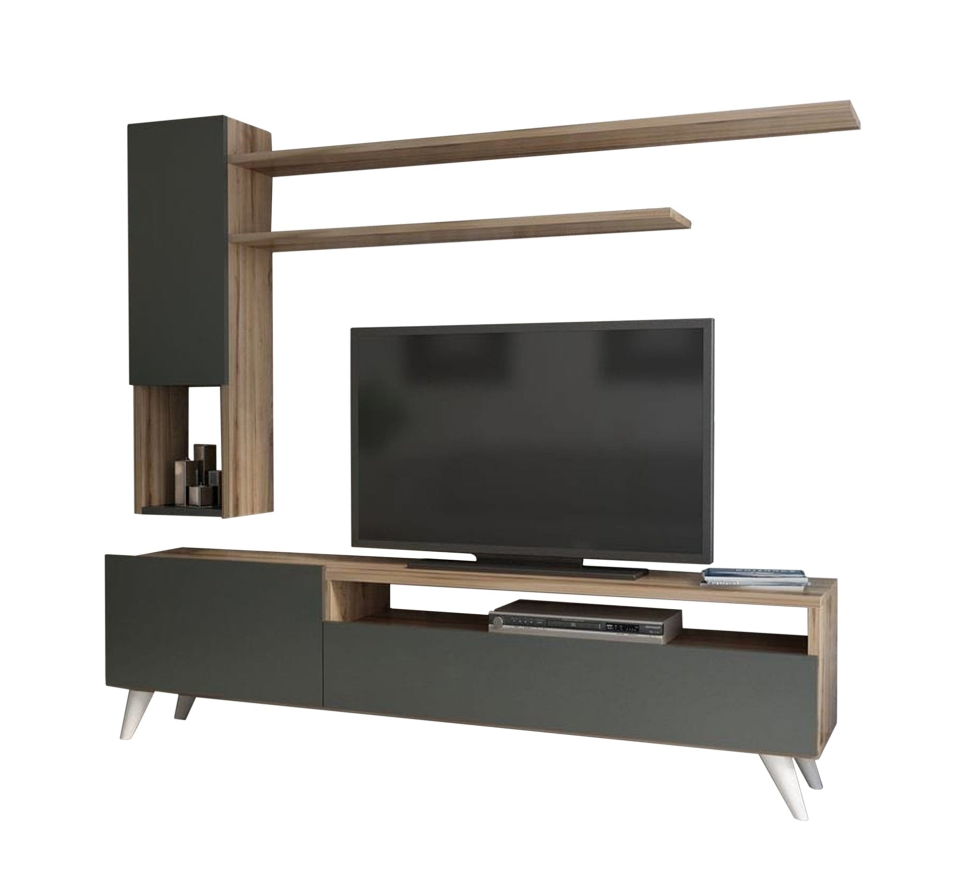 TV unit in a coffee wooden color * black - Vitrine Furniture - TV Table & Cabinet