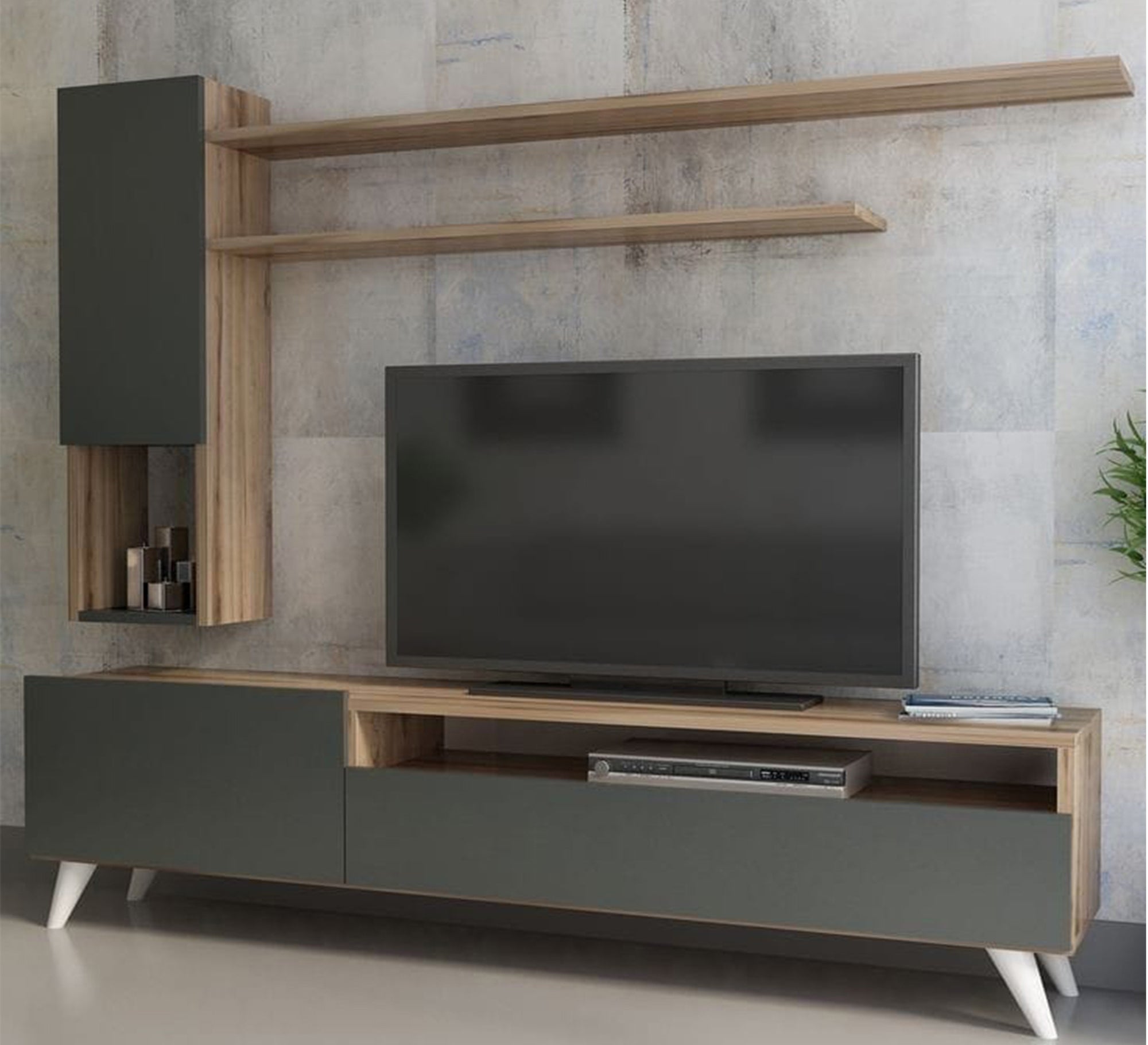 TV unit in a coffee wooden color * black - Vitrine Furniture - TV Table & Cabinet